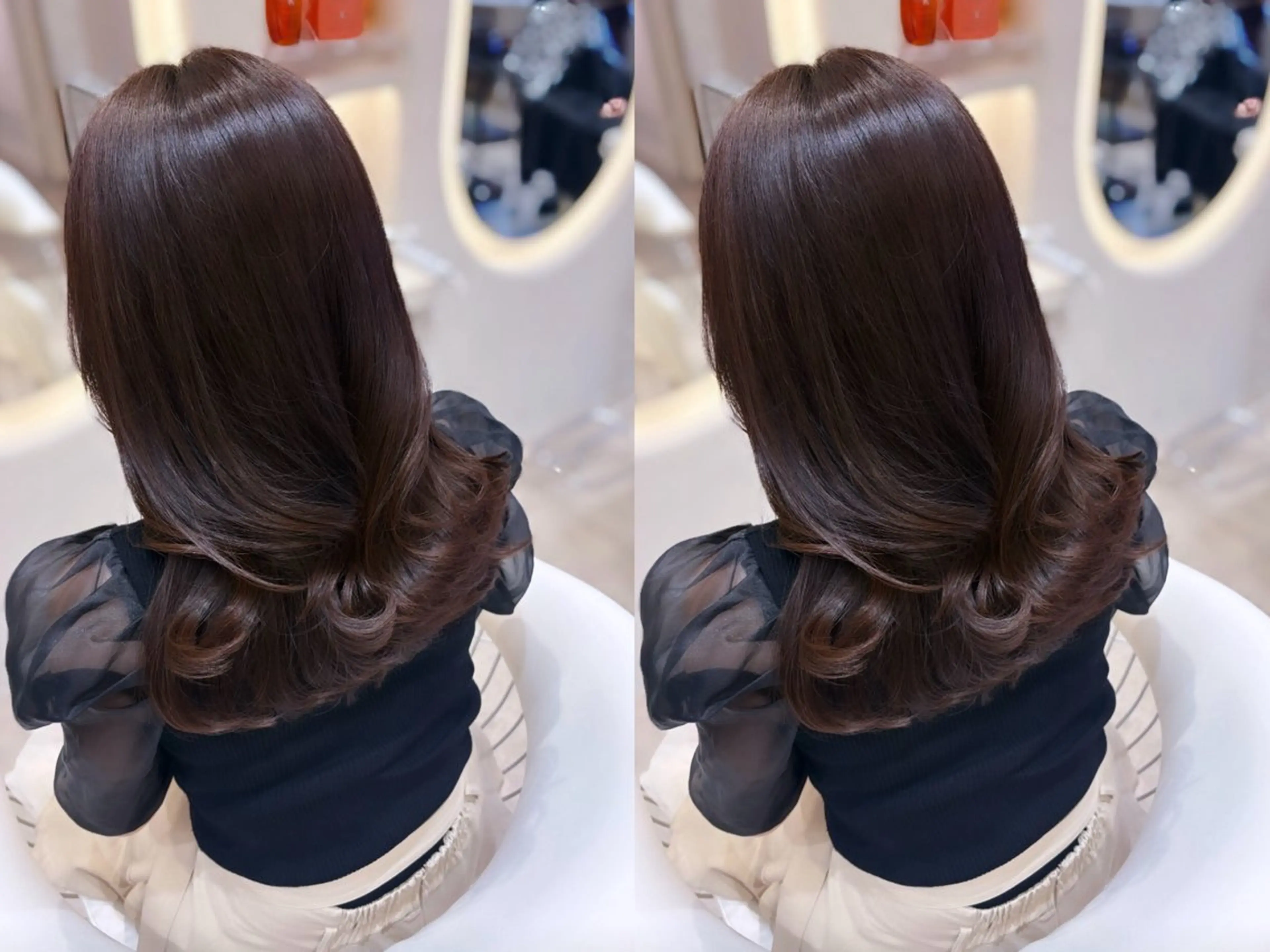 セミロング カット ヘアカラー トリートメント 上品♡韓国レイヤー 🤍のの🤍のヘアスタイル