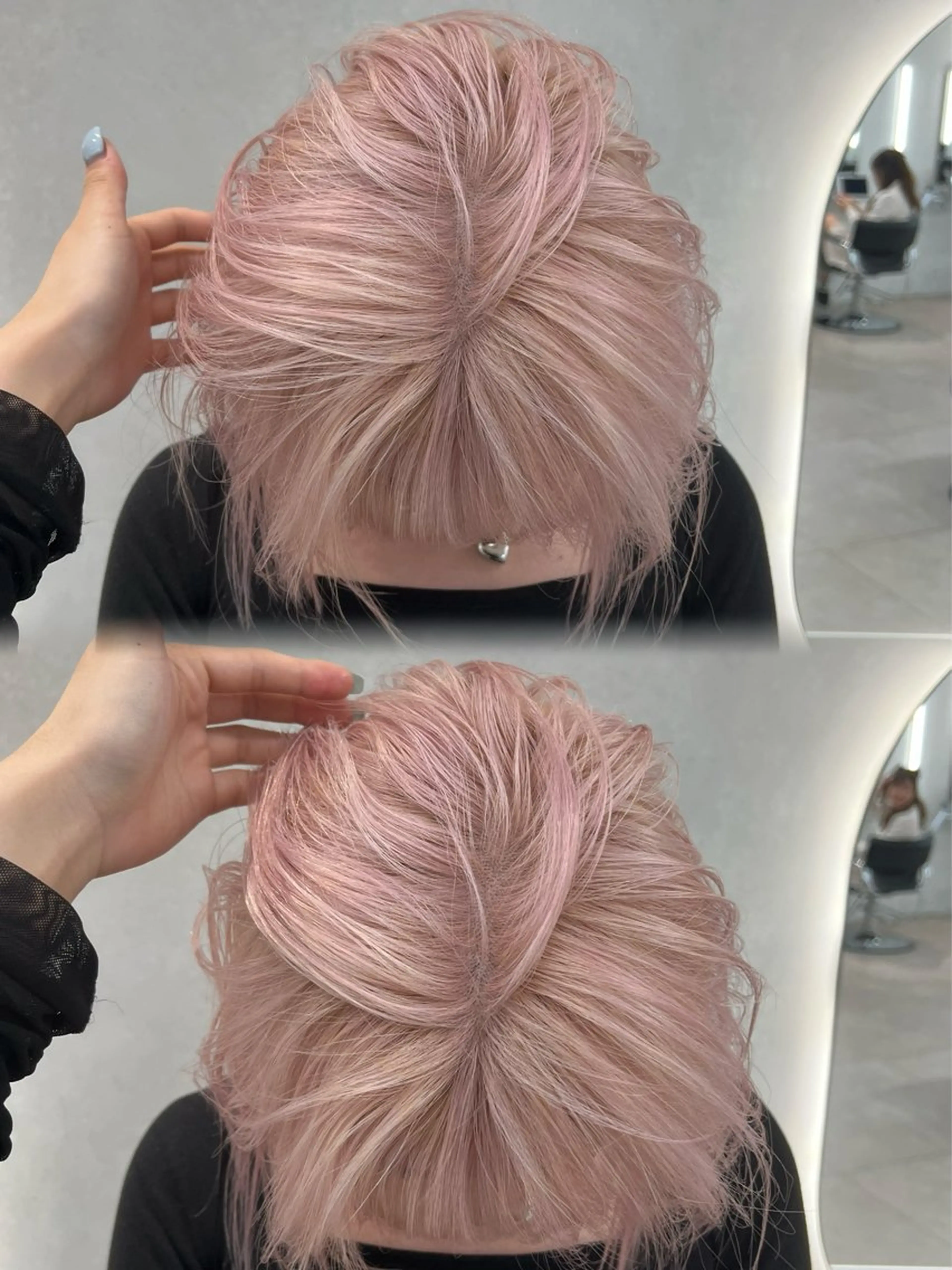 ミディアム カラー ヘアカラー トリートメント ヘッドスパ ヘアセット ショート/ボブ/似 合わせ/顔周りカットのヘアスタイル