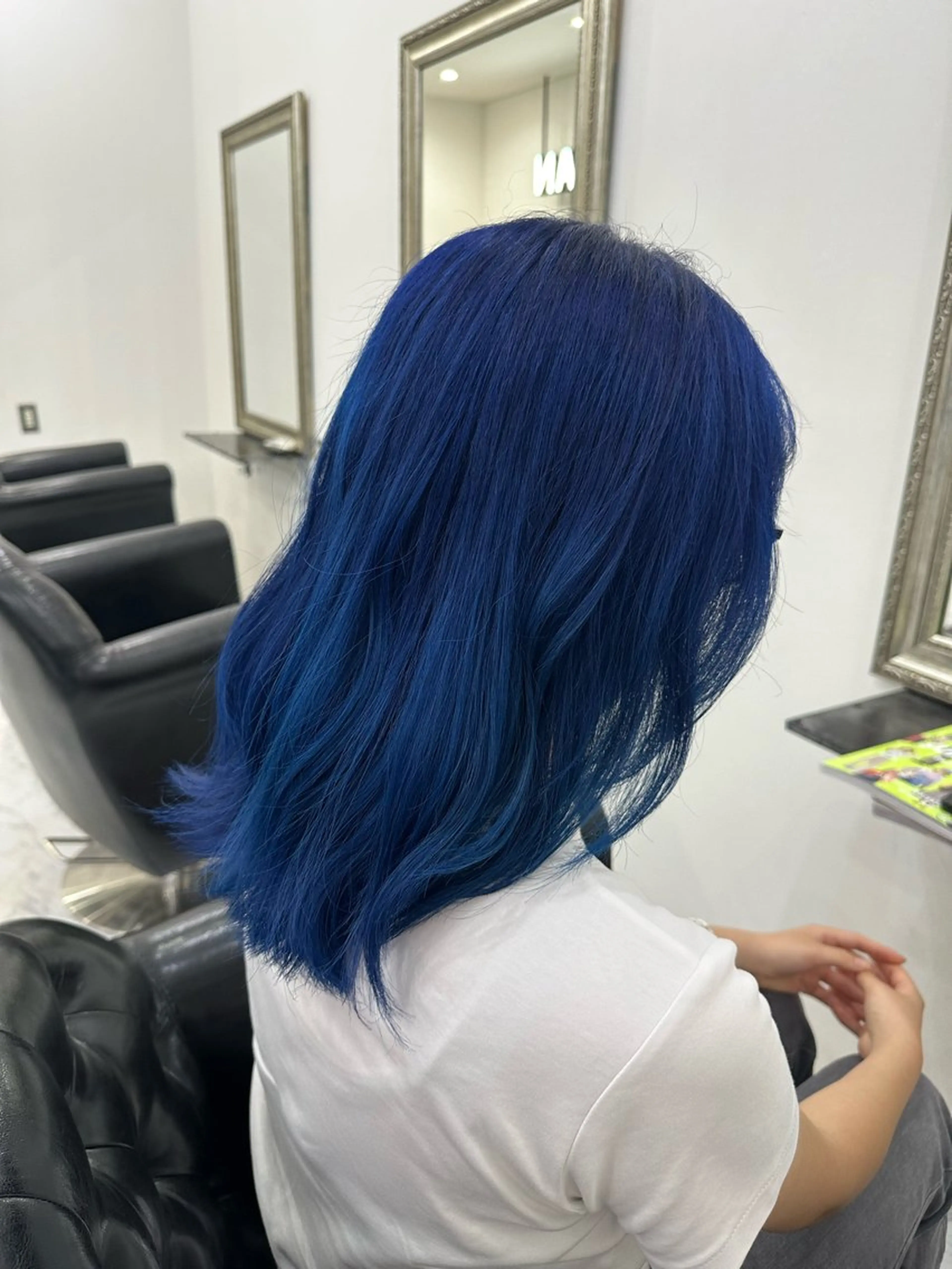 ミディアム カラー ブルーカラー マイ/カットモデル /暖色カラーのヘアスタイル