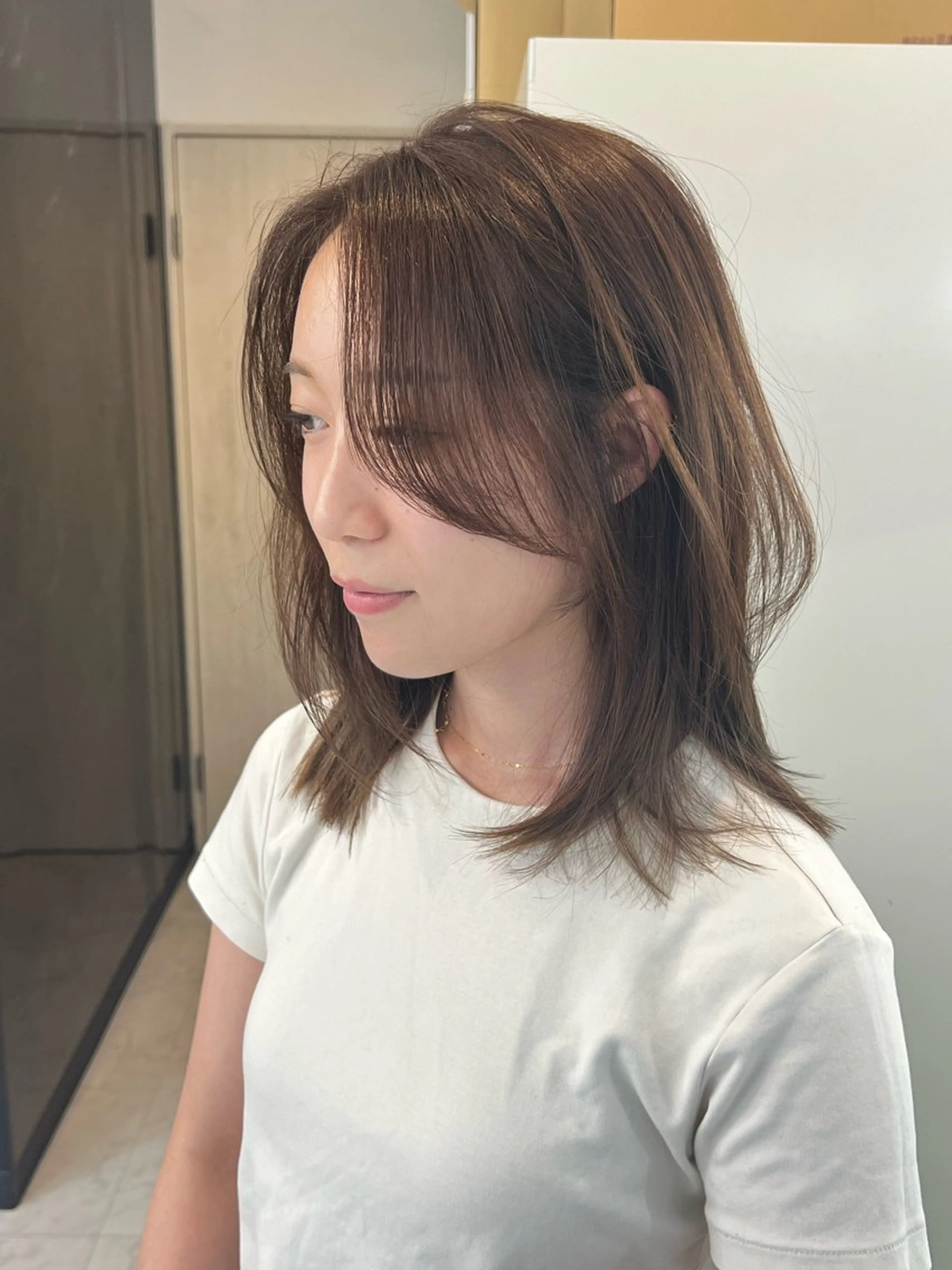 ミディアム カラー レイヤーカット カット ヘアカラー トリートメント ✨髪質改善✖︎顔周り レイヤー✨ナカムラのヘアスタイル