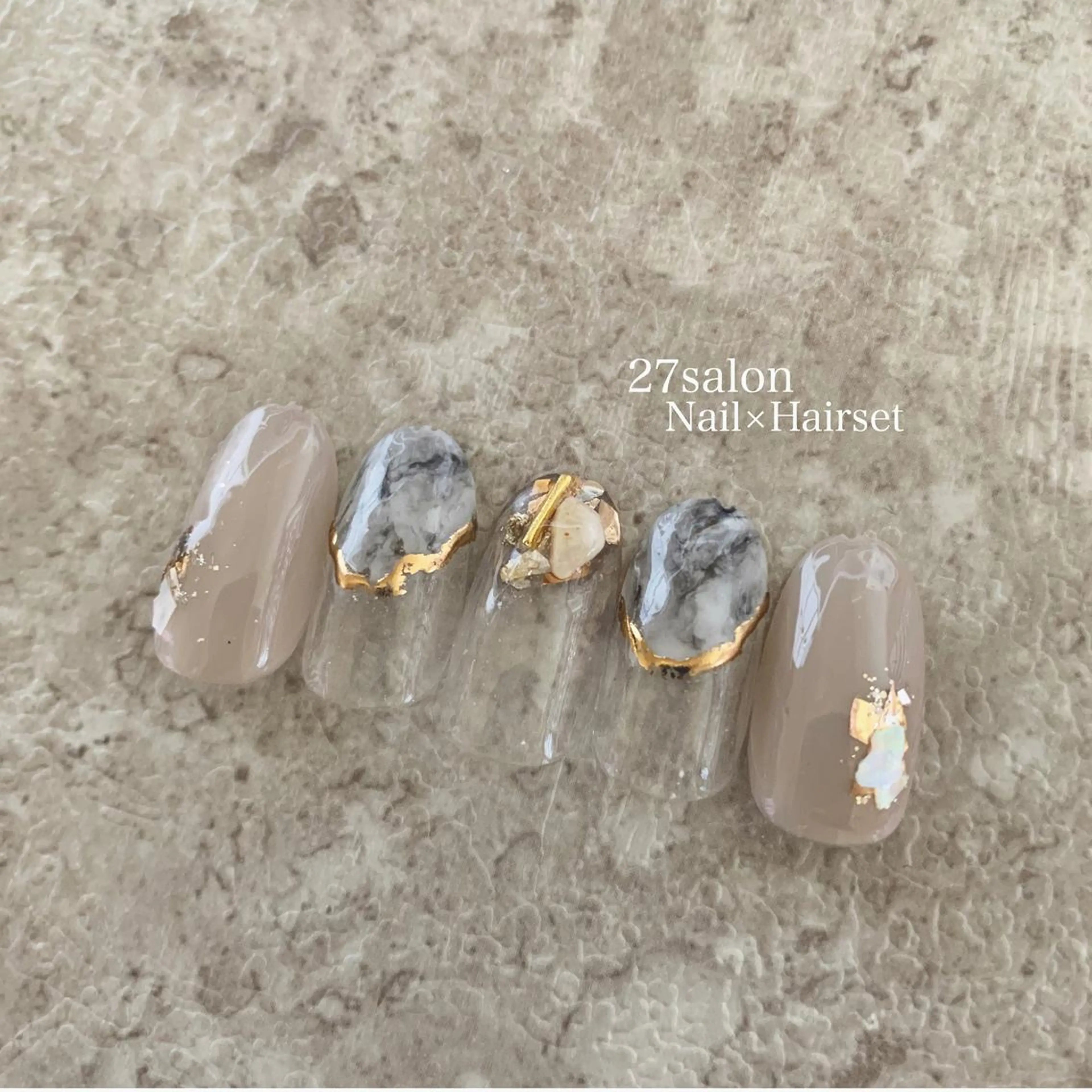 ネイル フットネイル 大理石ネイル(マーブル) 持ち込み ニュアンスネイル ネイルチップ 27salon yuinaのネイルデザイン
