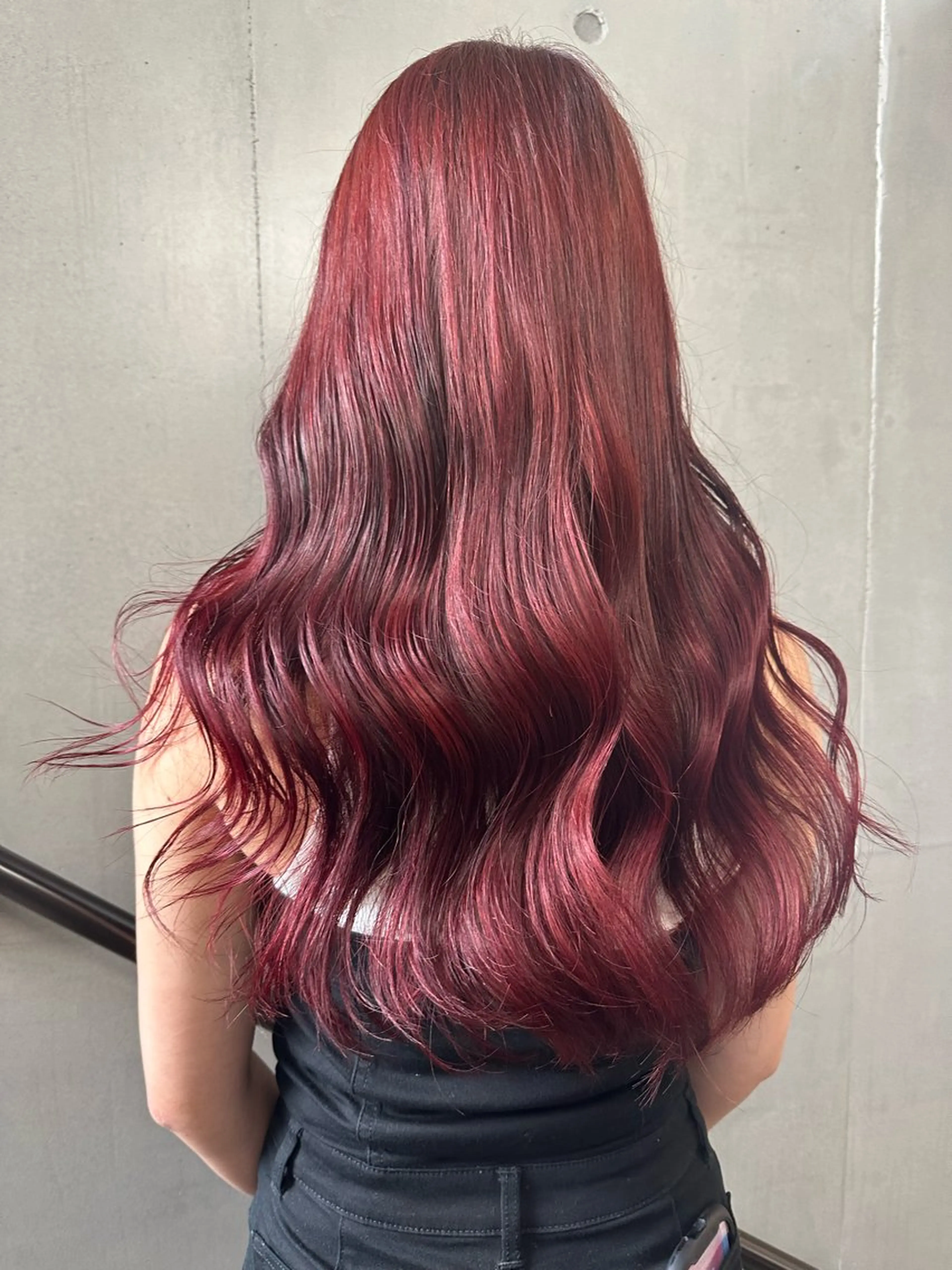 ロング カラー ブラウンカラー レッドカラー レッドブラウン 🎀暖色カラー🎀 おかだみほのヘアスタイル