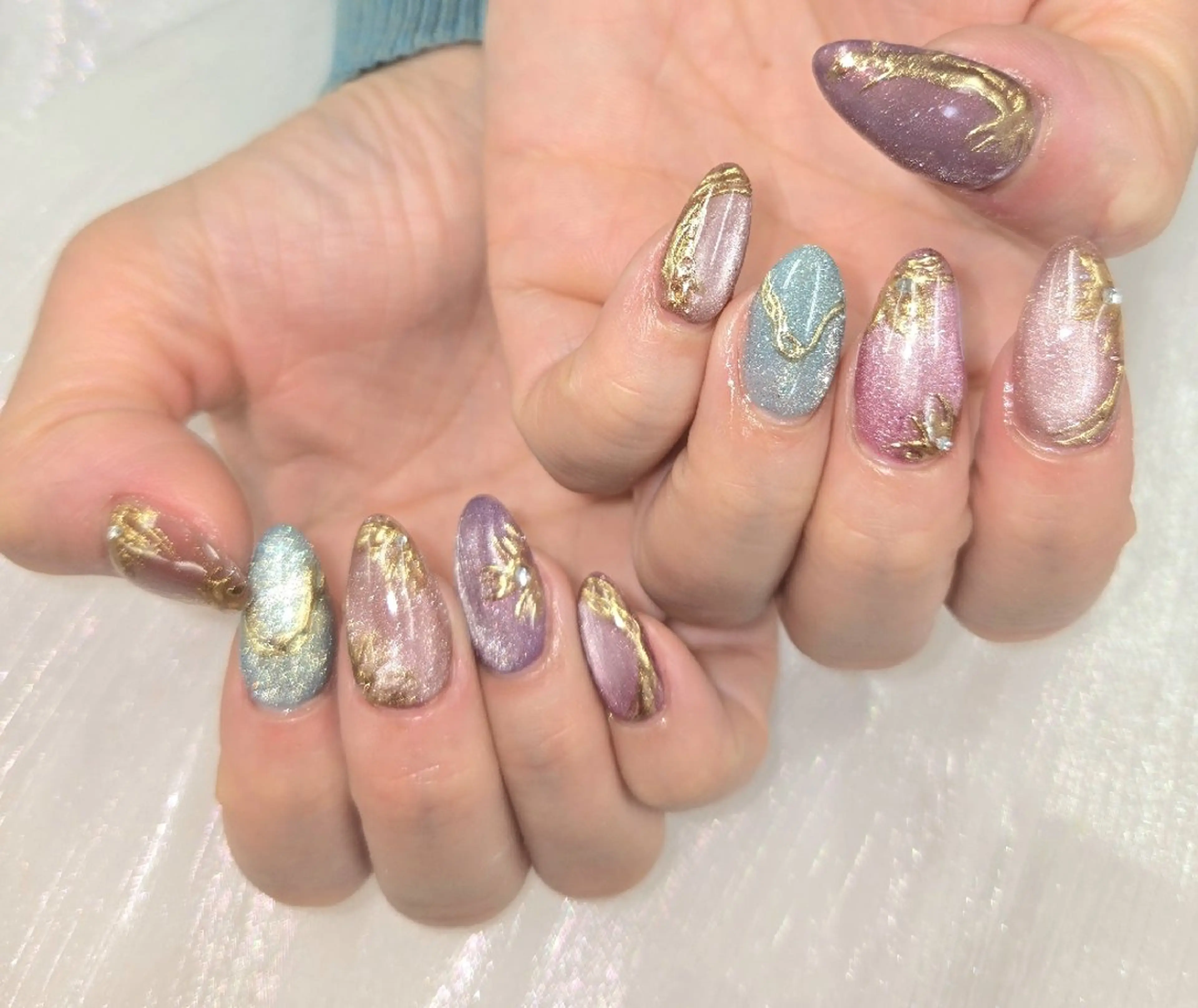 ネイル アートネイル オーロラネイル チークネイル ジェルネイル グラデーション ハンドネイル 河野ちえ (雑誌掲載サロン)のネイルデザイン