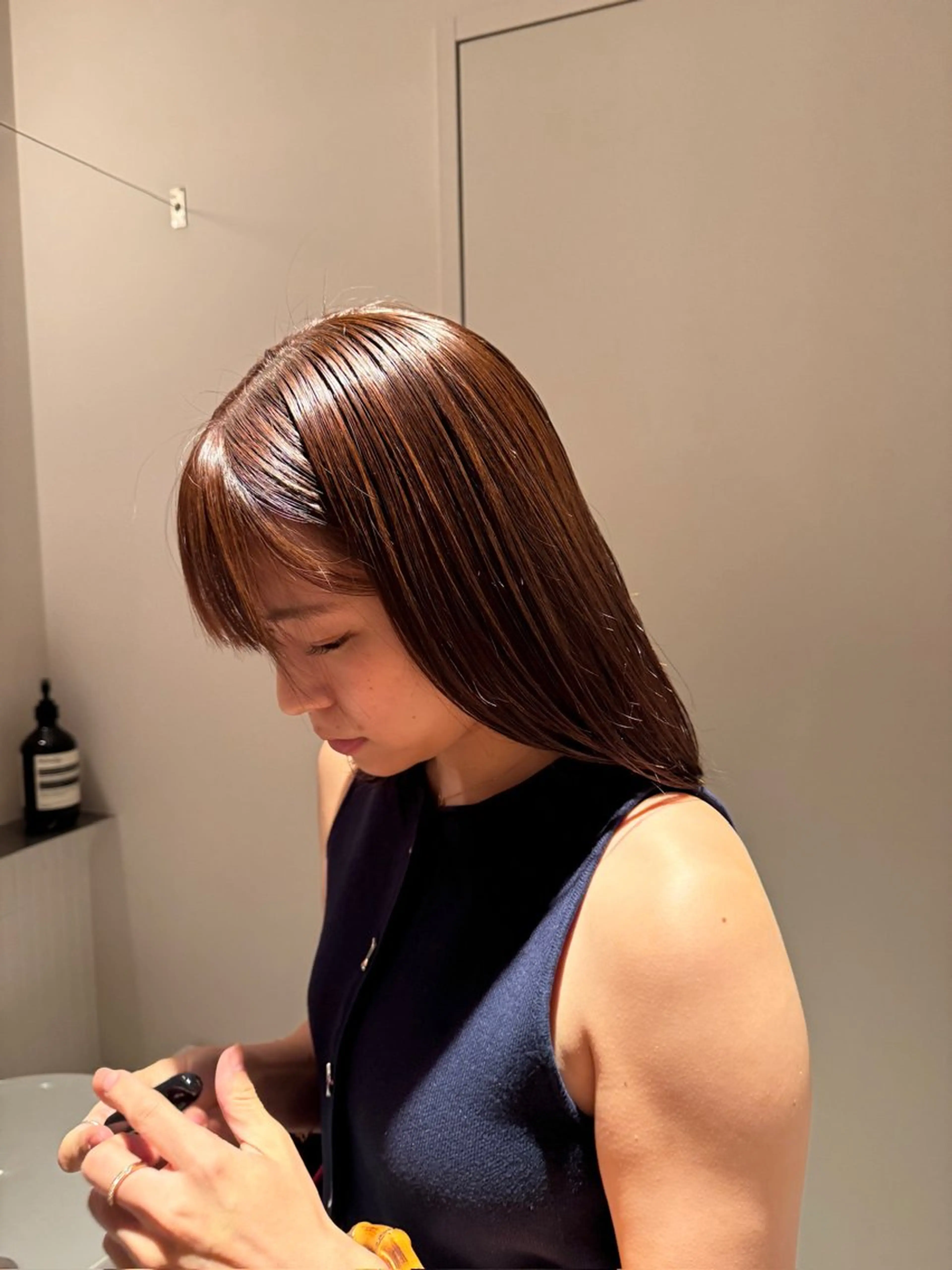 ミディアム カラー ベージュカラー 森田 鴻之介のヘアスタイル