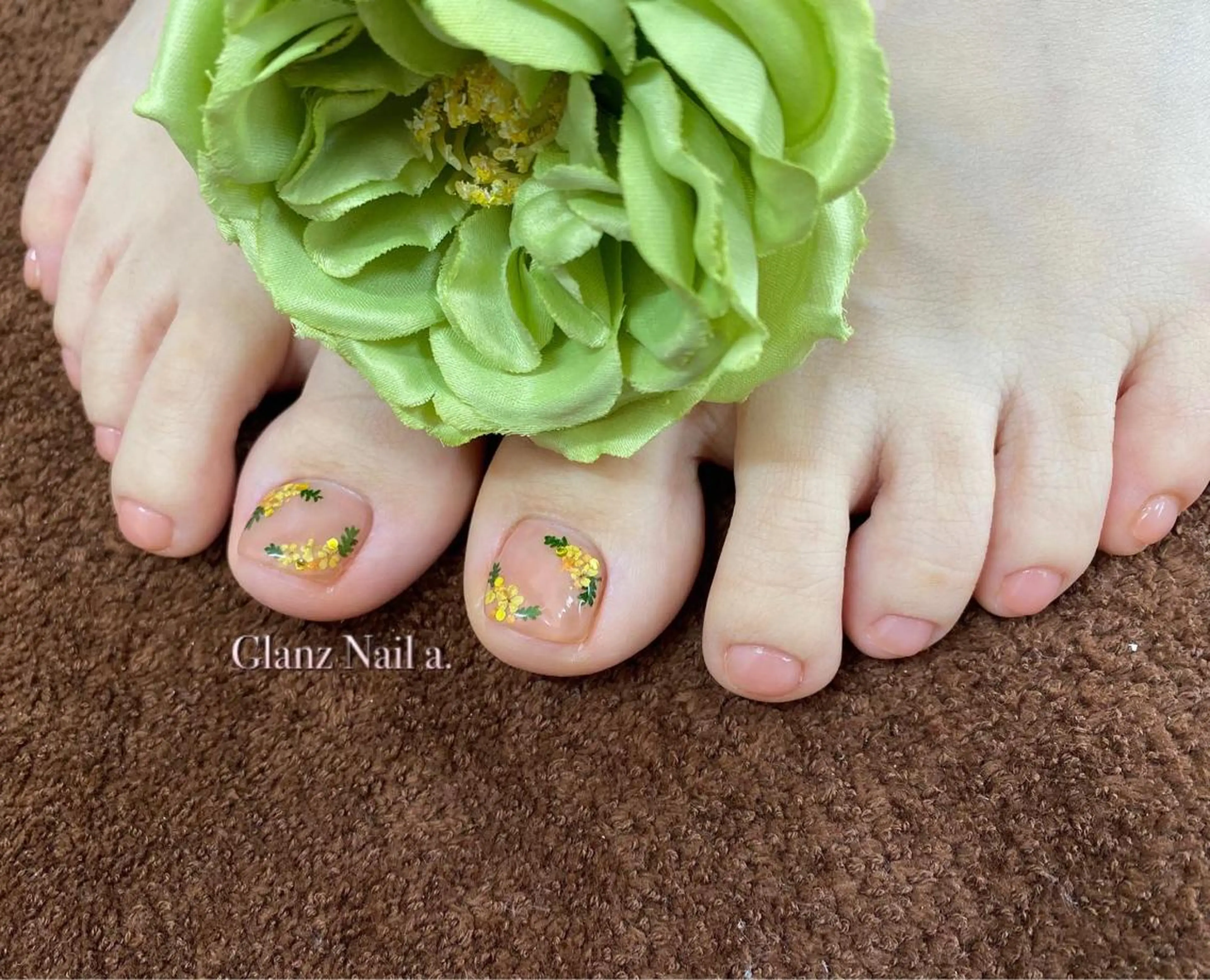 ネイル 桜ネイル オレンジ ピンク 黄色 Glanz  Nail aのネイルデザイン