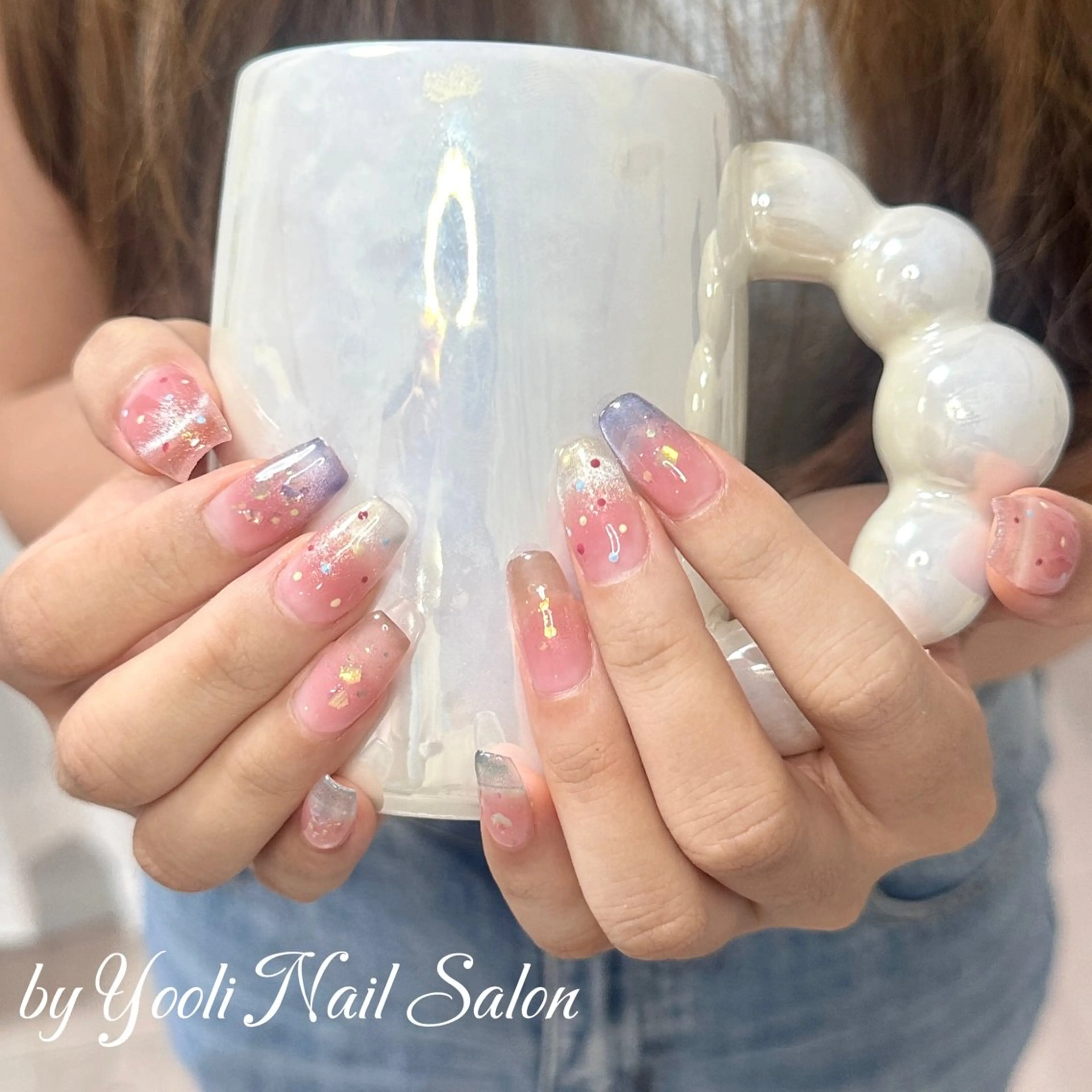 ネイル アートネイル オーロラネイル チークネイル フレンチネイル ガラスフレンチ 🎀セ リ🎀のネイルデザイン