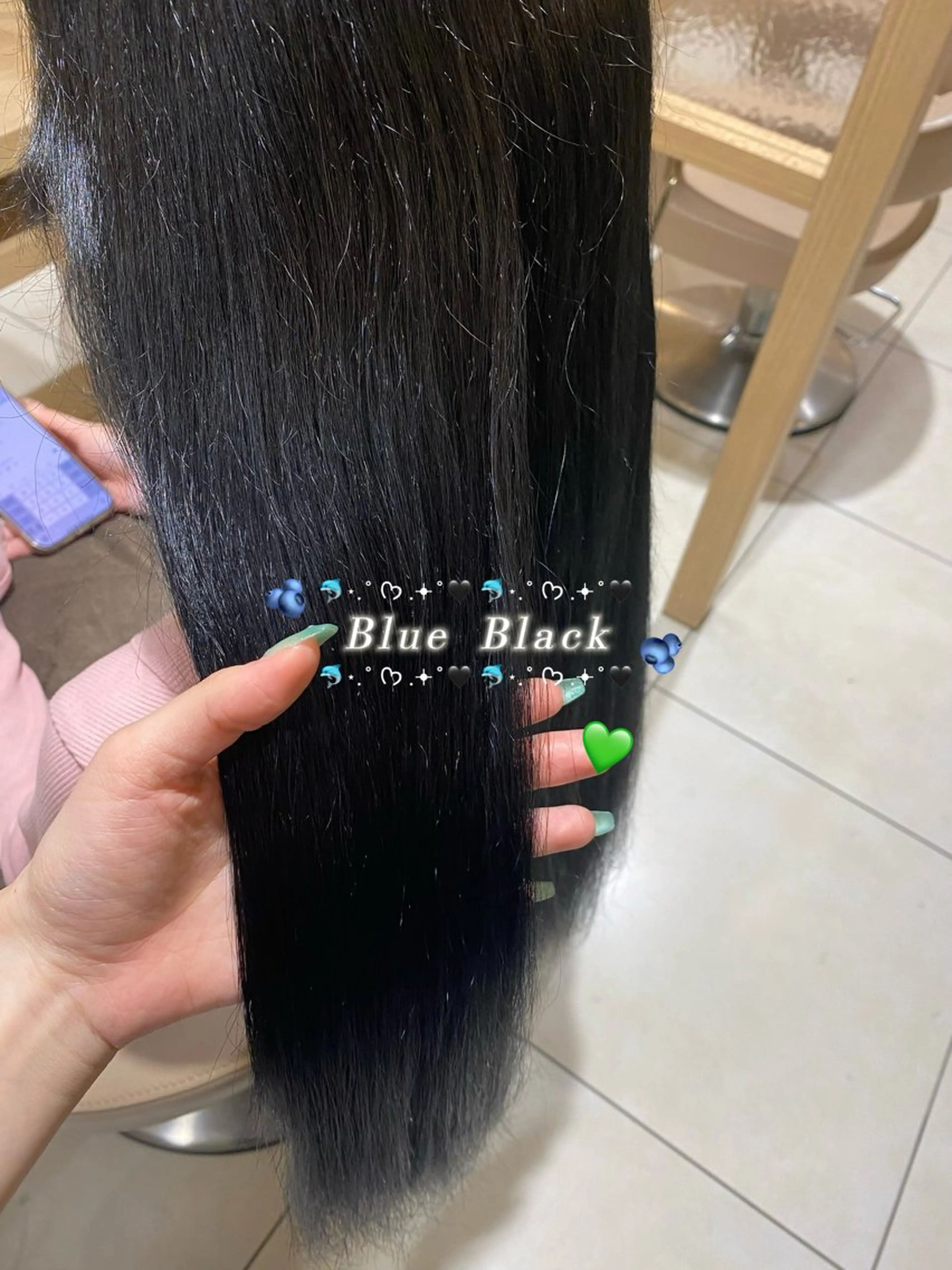 🐬💚髪質改善ブルーブラック・オリーブカラー　＋1step tr🐬💚の写真