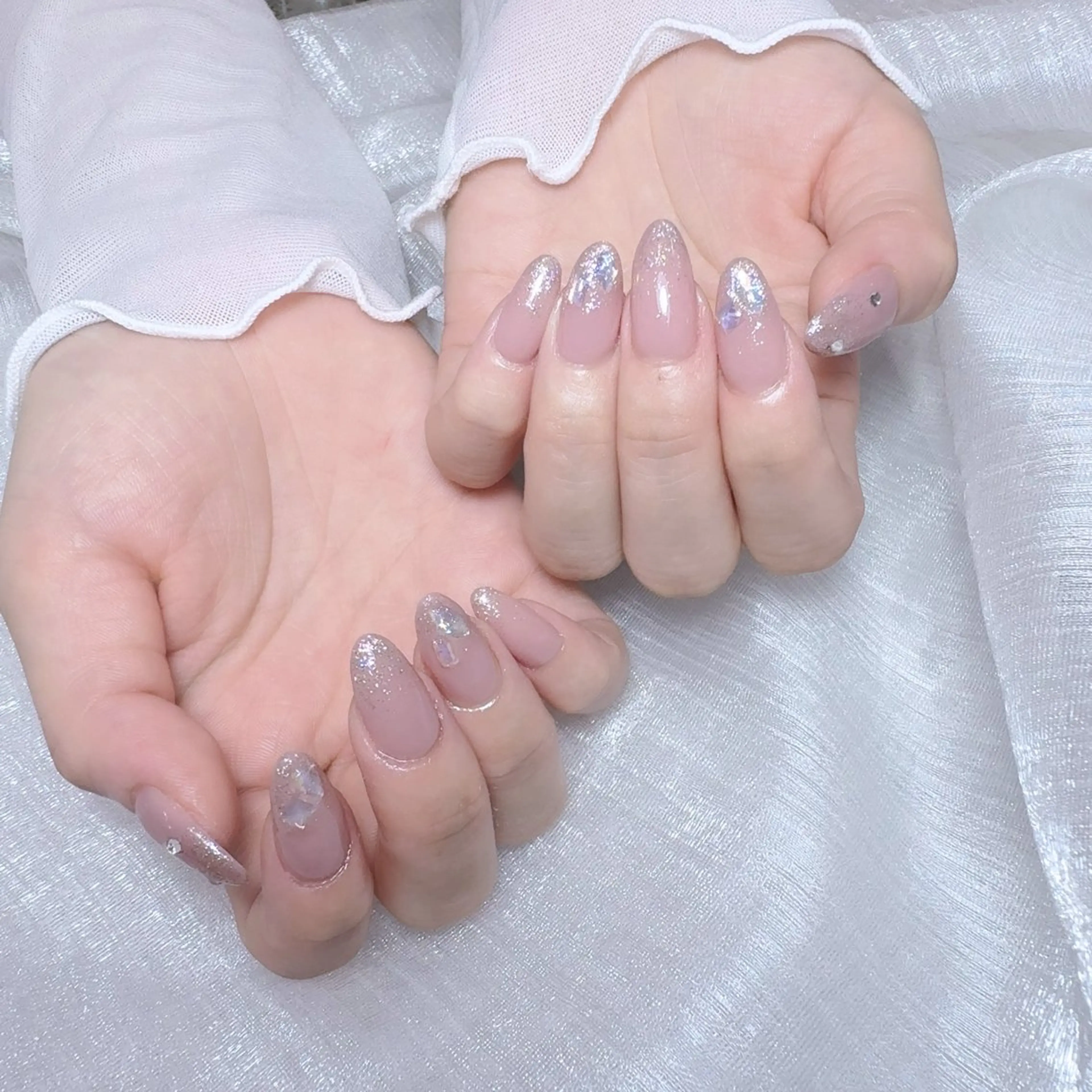 ネイル アートネイル フラッシュネイル フレンチネイル ジェルネイル ガラスフレンチ ハンドネイル You&Me Yukiのネイルデザイン