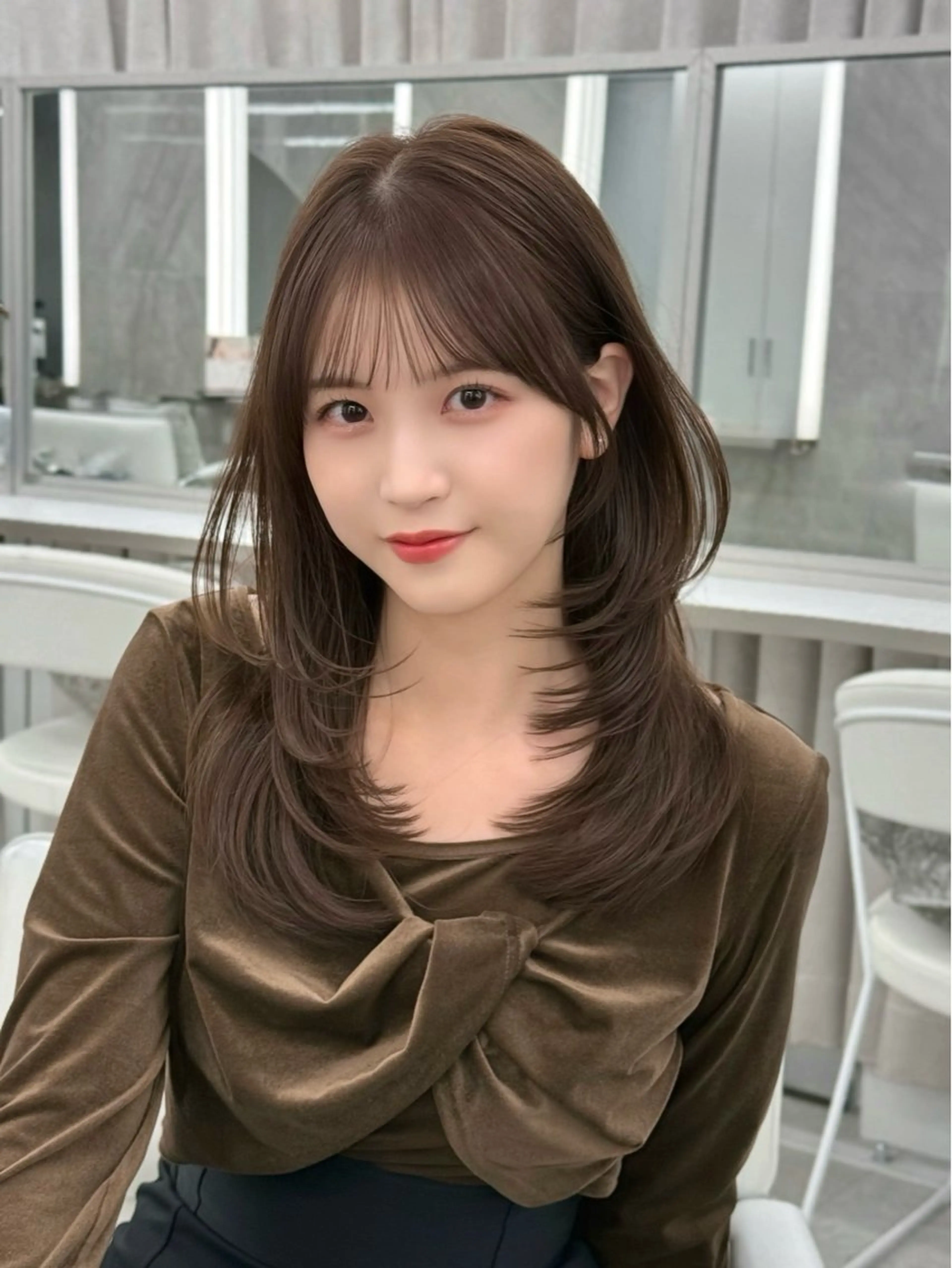 ミディアム カラー カット ヘアカラー トリートメント MAEUL luna所属・前髪顔周り/レイヤー 韓国/桔川恒のヘアスタイル