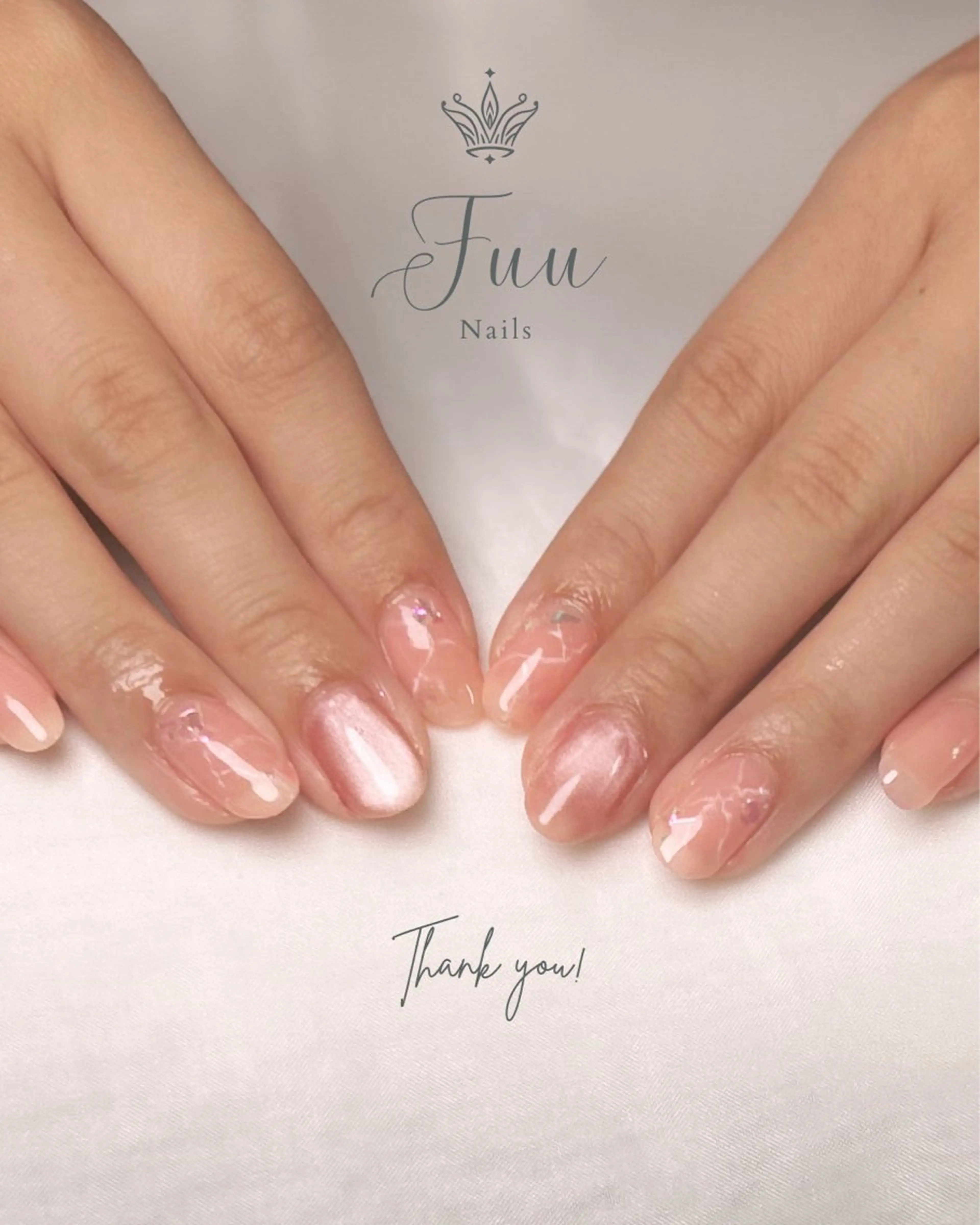 ネイル マグネットネイル オフィスネイル ピンク シンプルネイル 犬のいるネイルサロン Fuu nailsのネイルデザイン