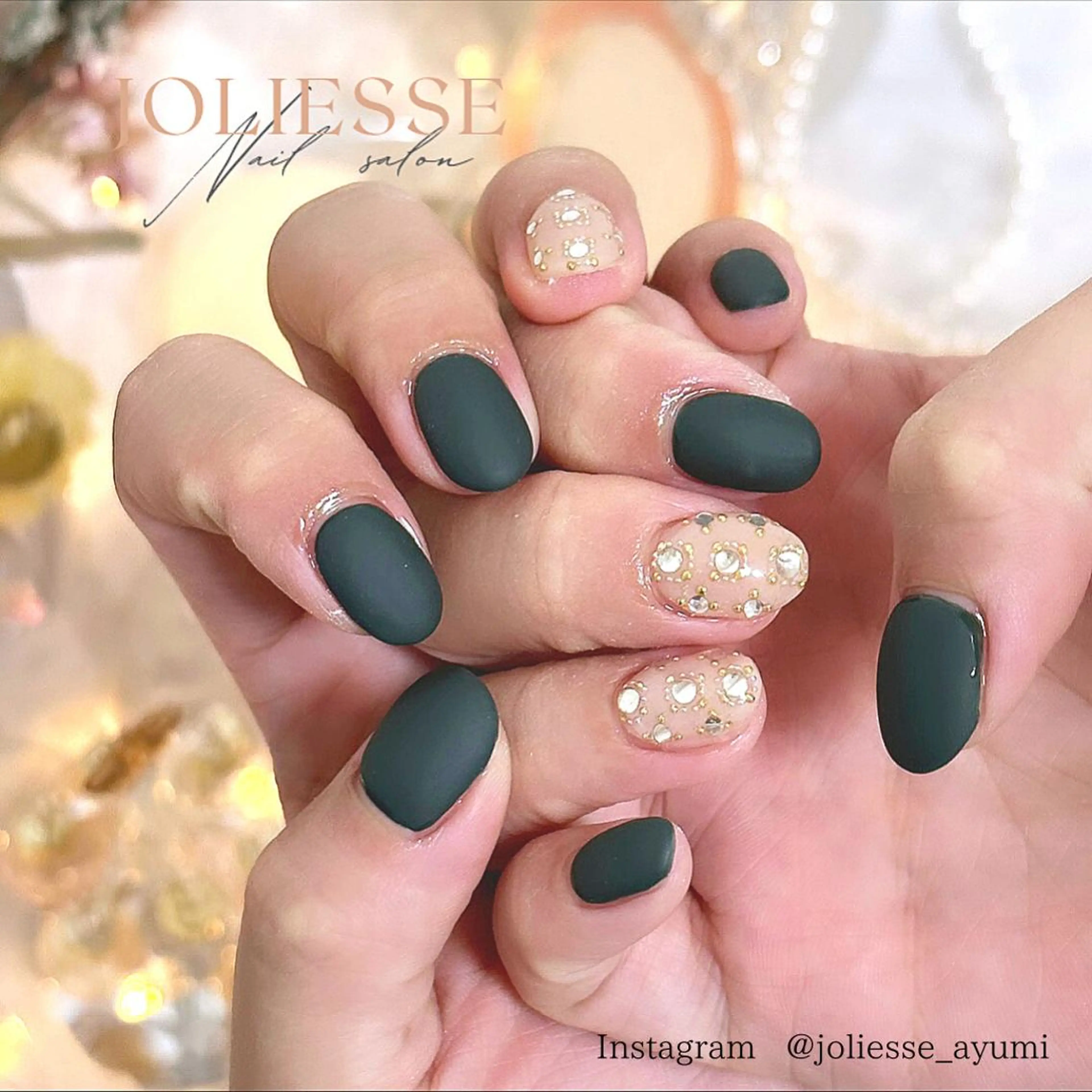 ネイル グリーン マットネイル ピンク ピンクベージュ ハンドネイル joliesse【ジョリエス】所属・JOLIESSE Ayumiのネイルデザイン