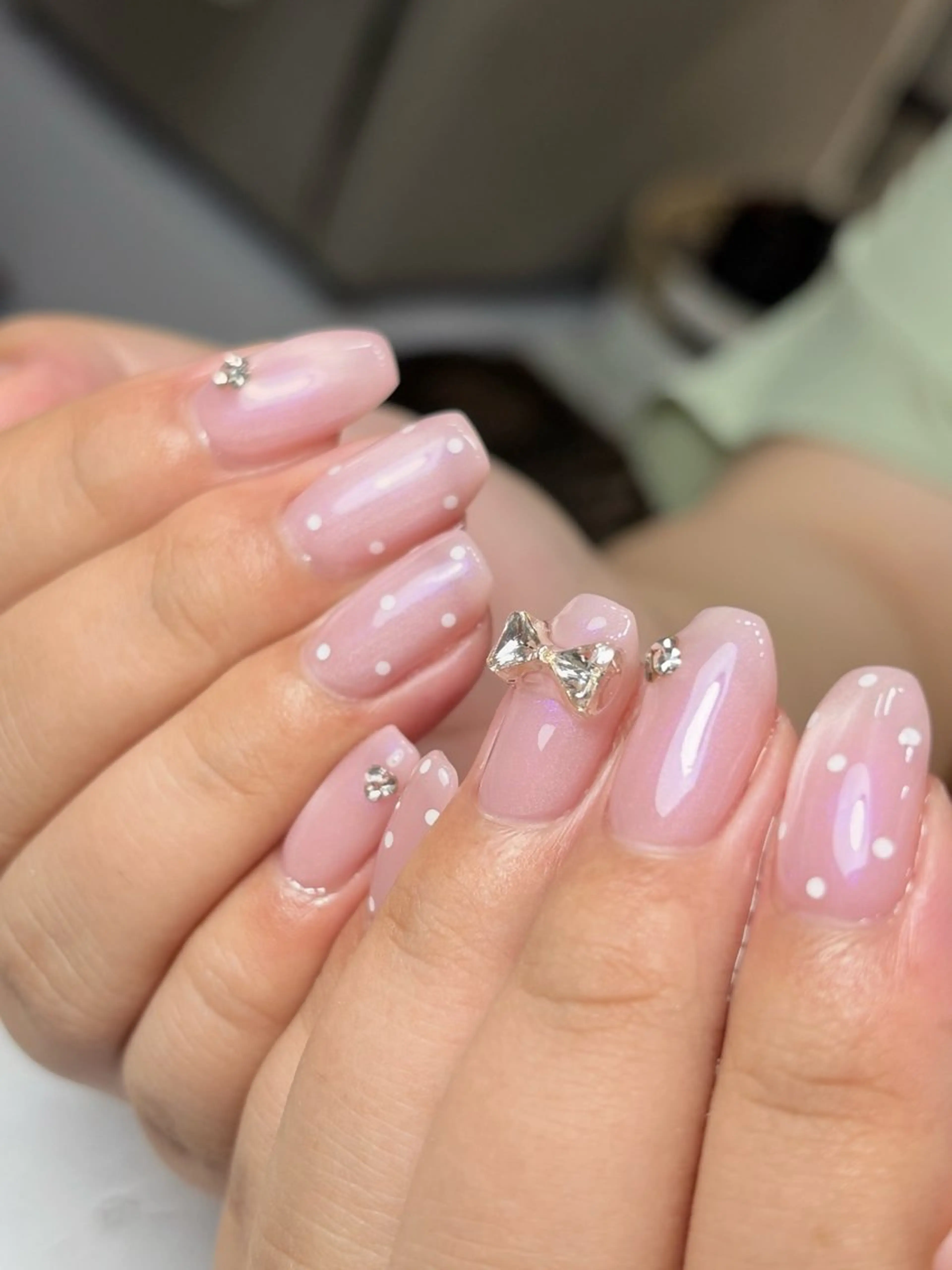 ネイル マグネットネイル オフィスネイル ピンク リボン Natuleaナチュリア所属・深爪矯正自爪育成専門 natuleaのネイルデザイン