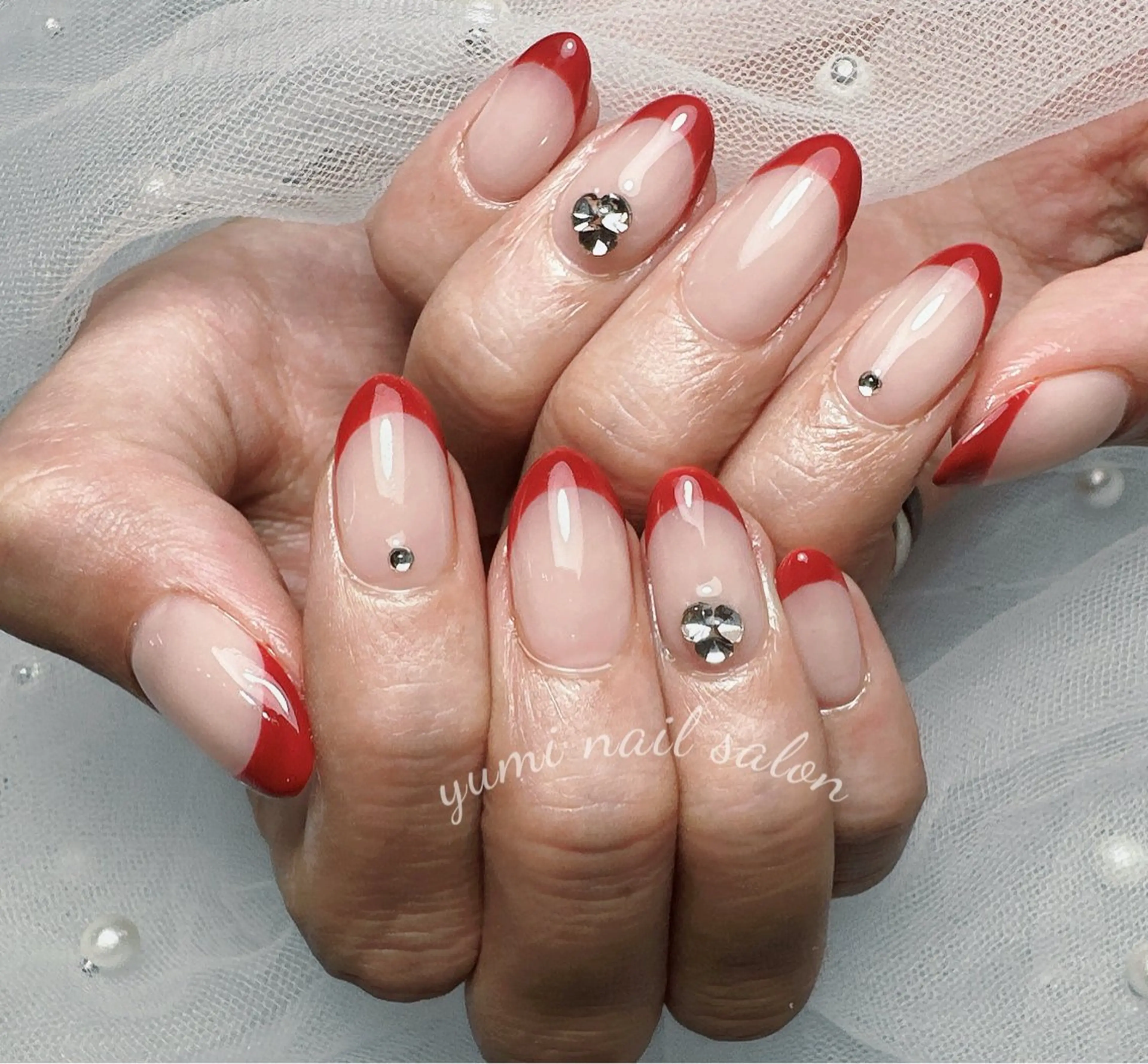 ネイル shineジェル& チップ長さだしのネイルデザイン