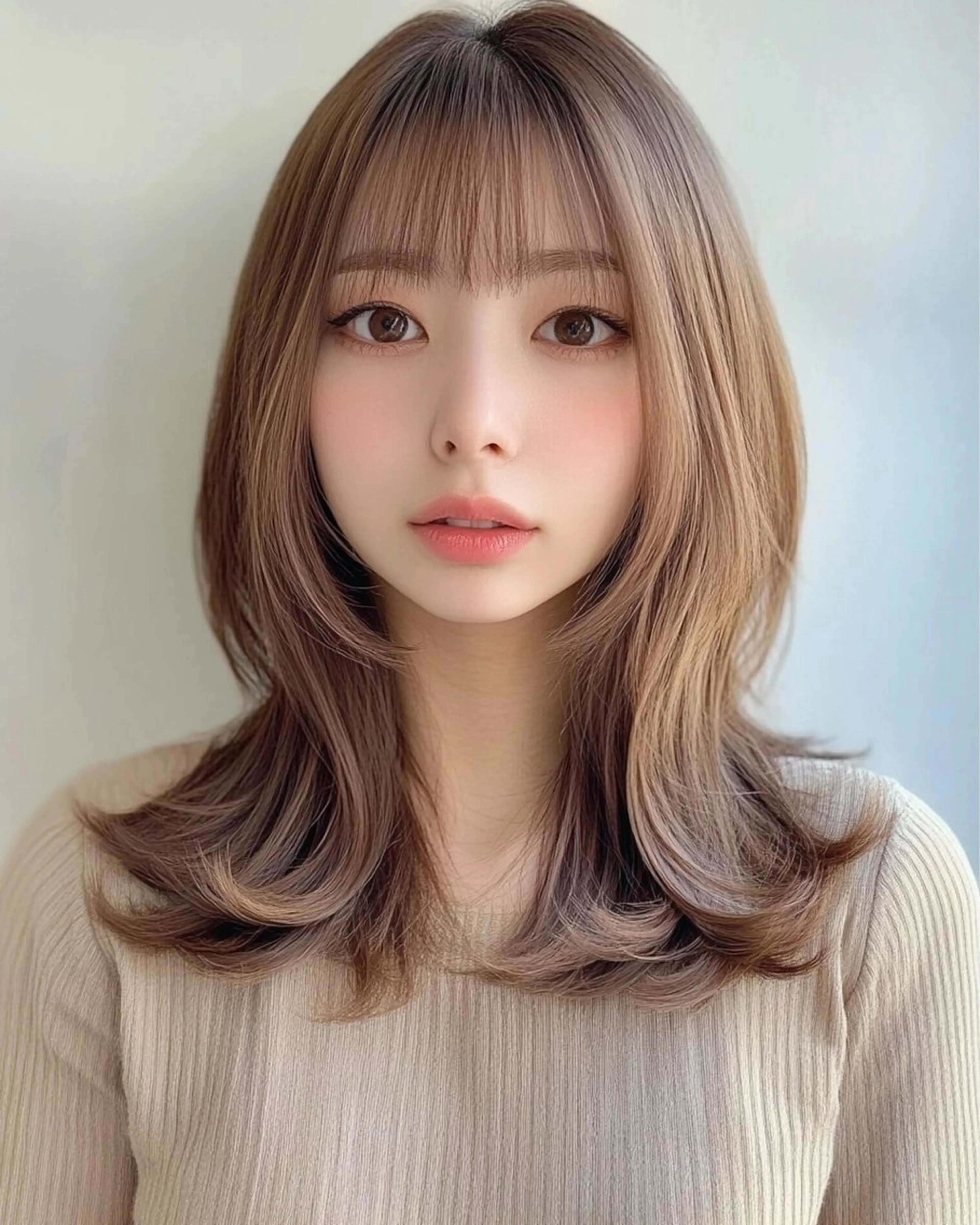 ミディアム カラー カット ヘアカラー トリートメント レイヤー×顔周 り×髪質改善/MIUのヘアスタイル