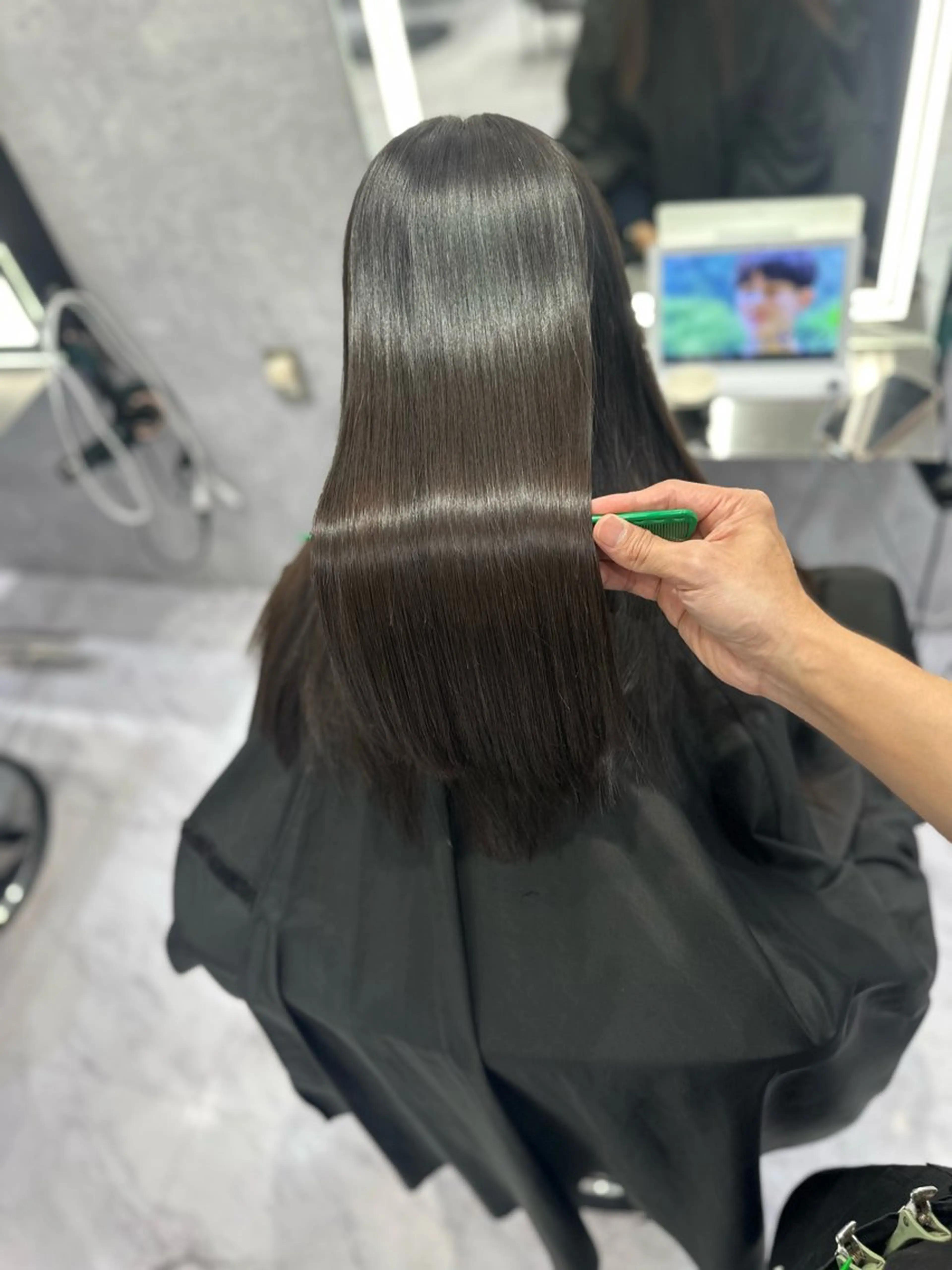 ロング 髪質改善 縮毛矯正 縮毛矯正 トリートメント 透明感/ブリーチ縮毛 /髪質改善/星野純一のヘアスタイル