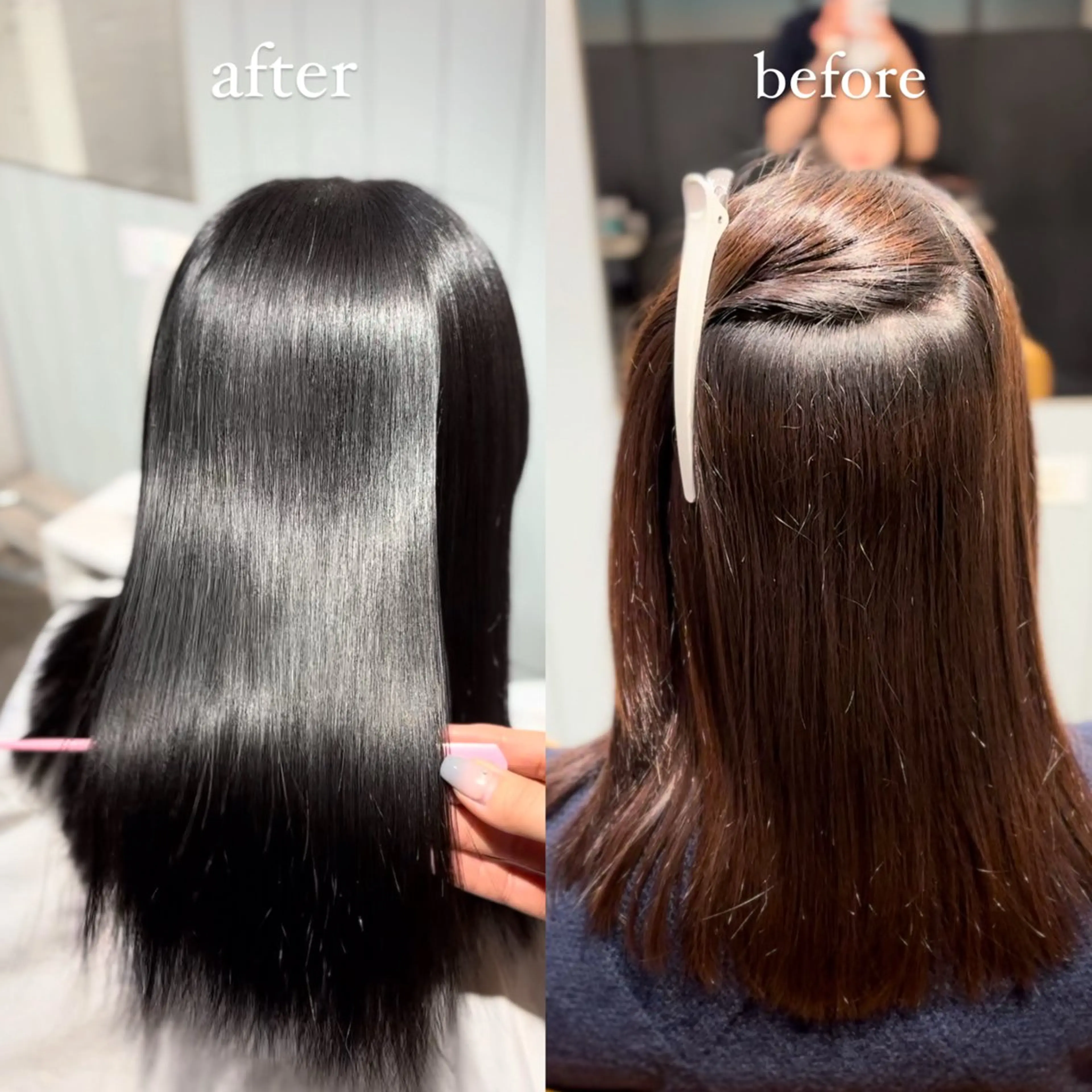 カラー 縮毛矯正 カット ヘアカラー 縮毛矯正 トリートメント 縮毛矯正／レイヤー／ 髪質改善／海月のヘアスタイル