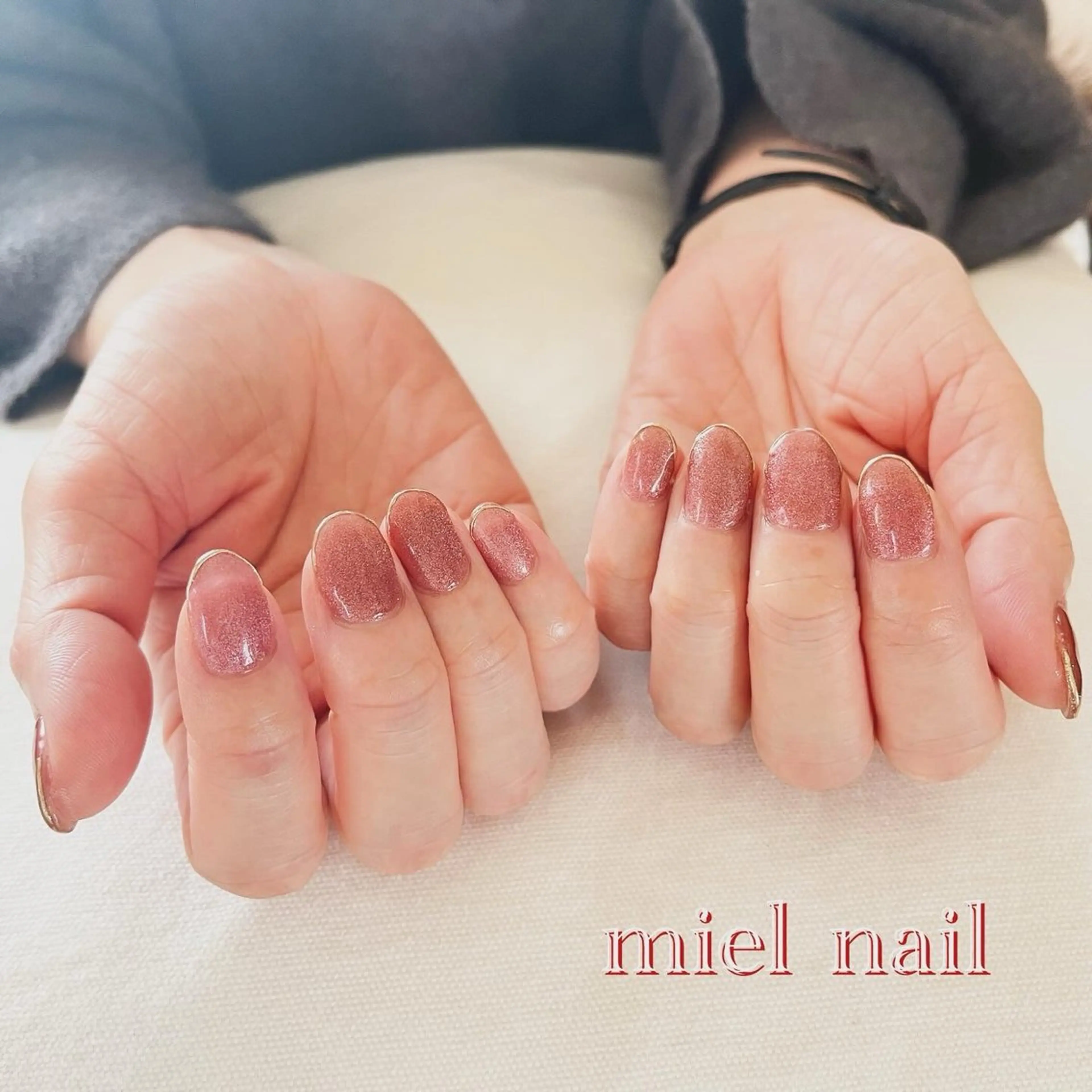 ネイル ボルドー マグネットネイル シンプルネイル 冬ネイル ハンドネイル miel nailのネイルデザイン