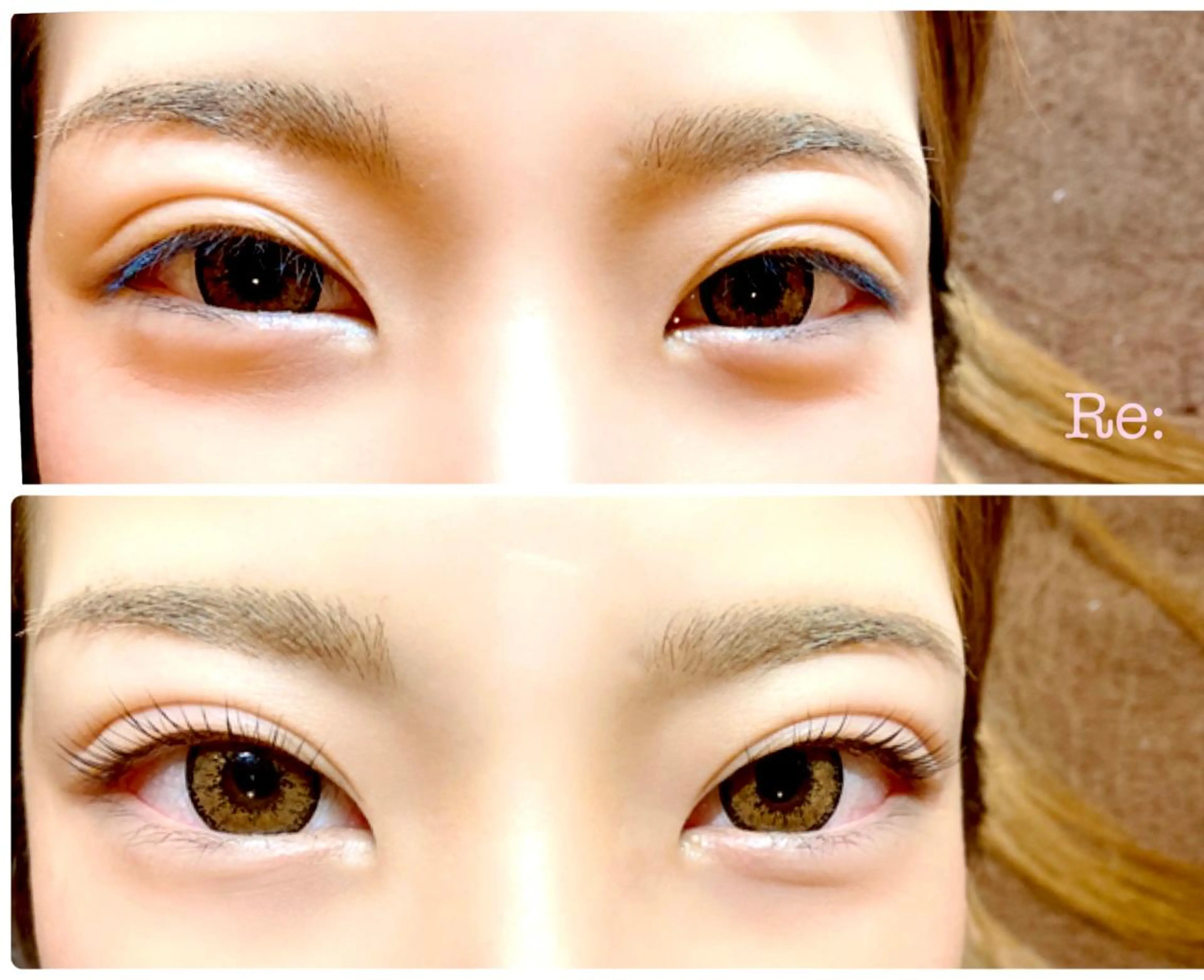 マツエク・マツパ 目尻長め ナチュラル パリジェンヌラッシュリフト 一重×まつ毛パーマ Lash Re：のマツエク・マツパデザイン