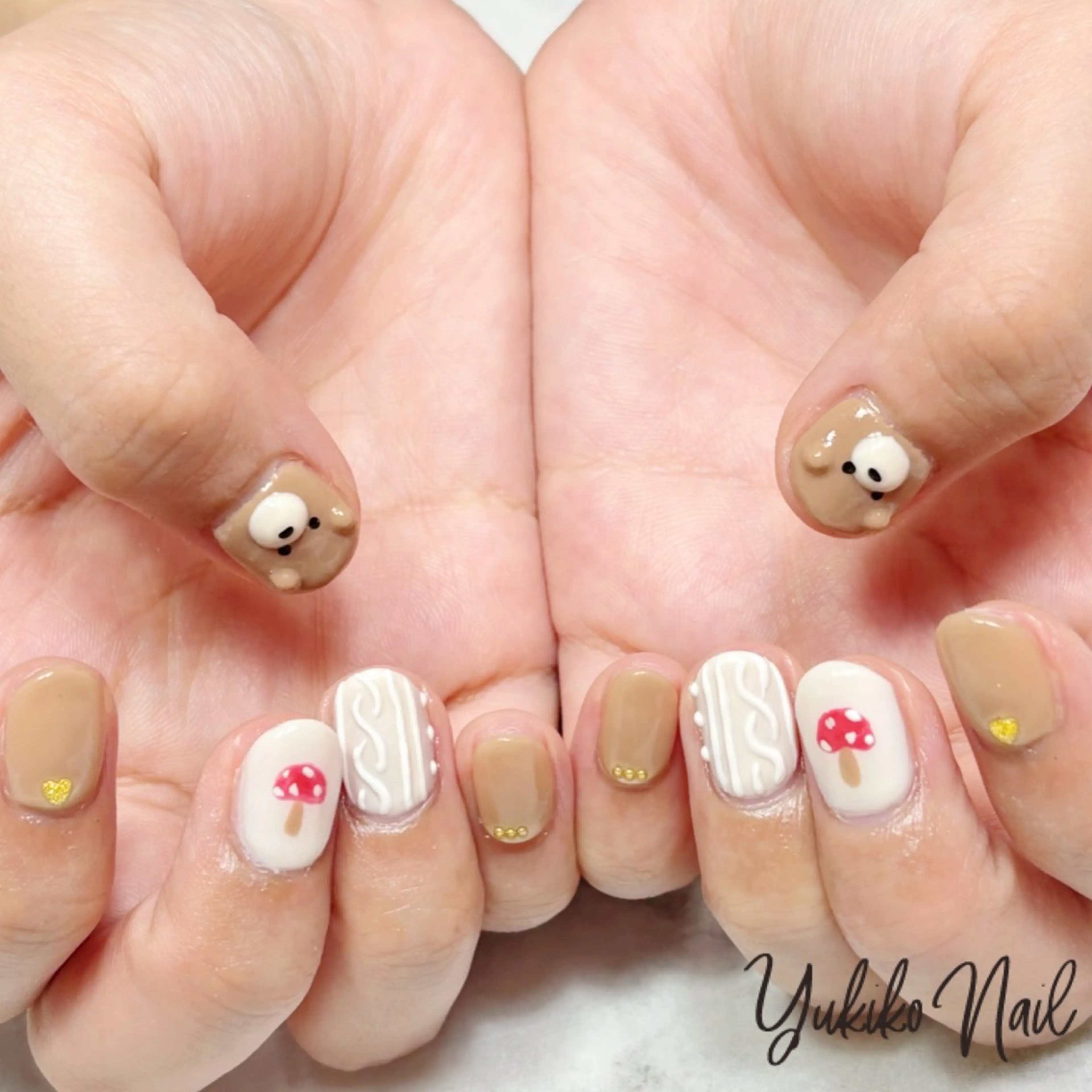 ネイル 持ち込み ぷっくりネイル 冬ネイル ハンドネイル ユキコ ネイルのネイルデザイン