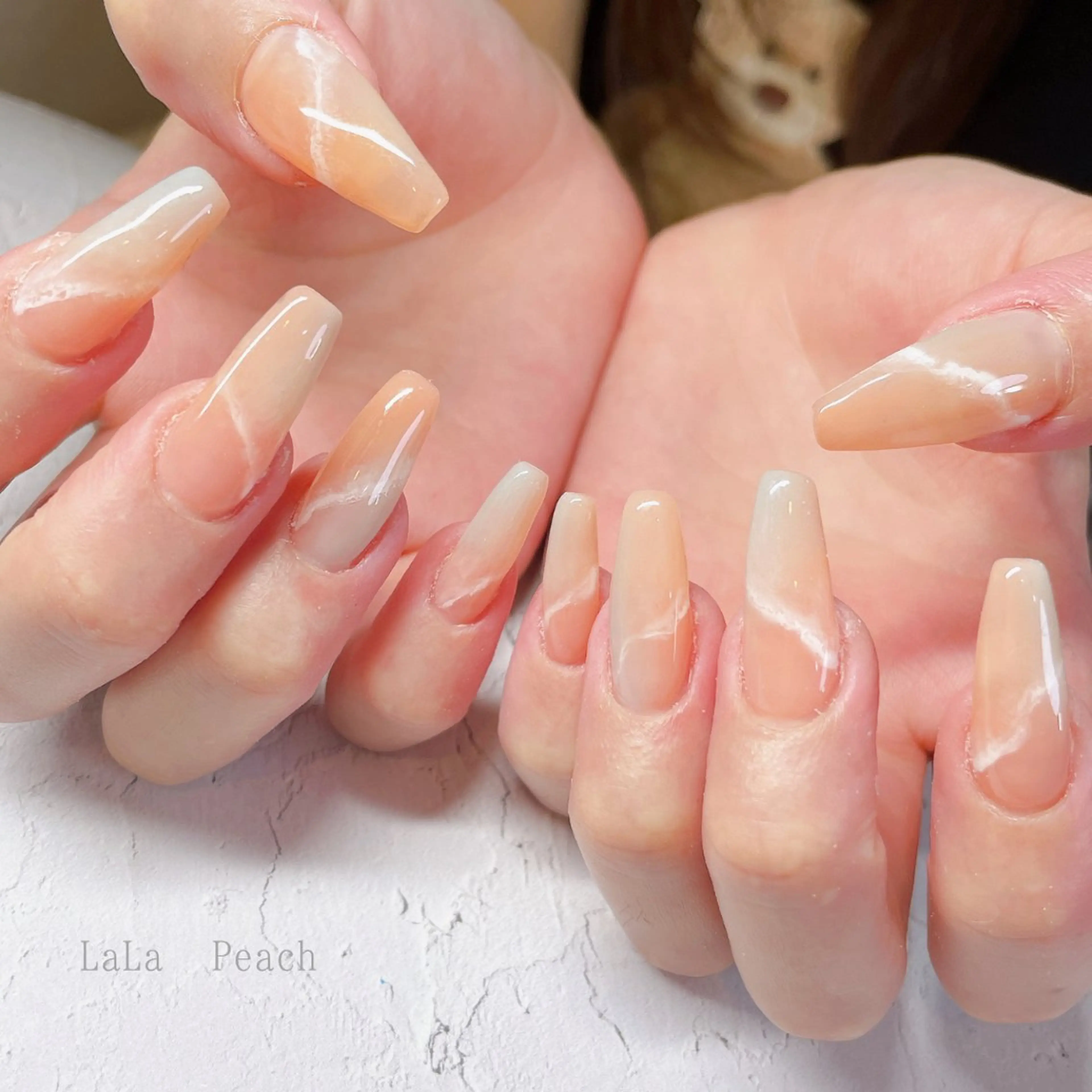 ネイル ジェルネイル 大理石ネイル(マーブル) ハンドネイル LaLa Peach 福岡のマツエク・マツパデザイン