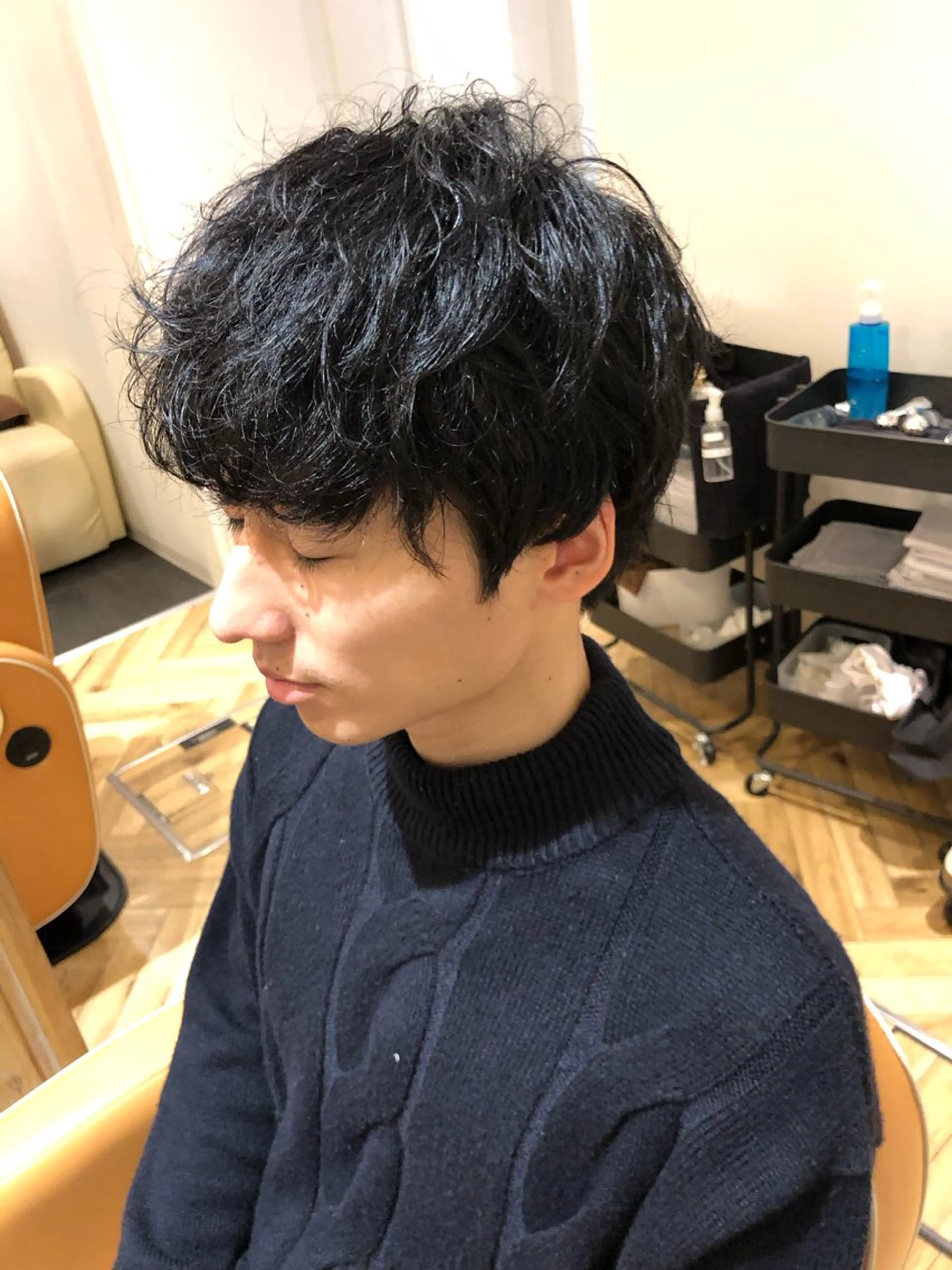 ショート メンズ カット パーマ ブリーチ無し白髪ぼか し/艶髪/津嘉山のヘアスタイル