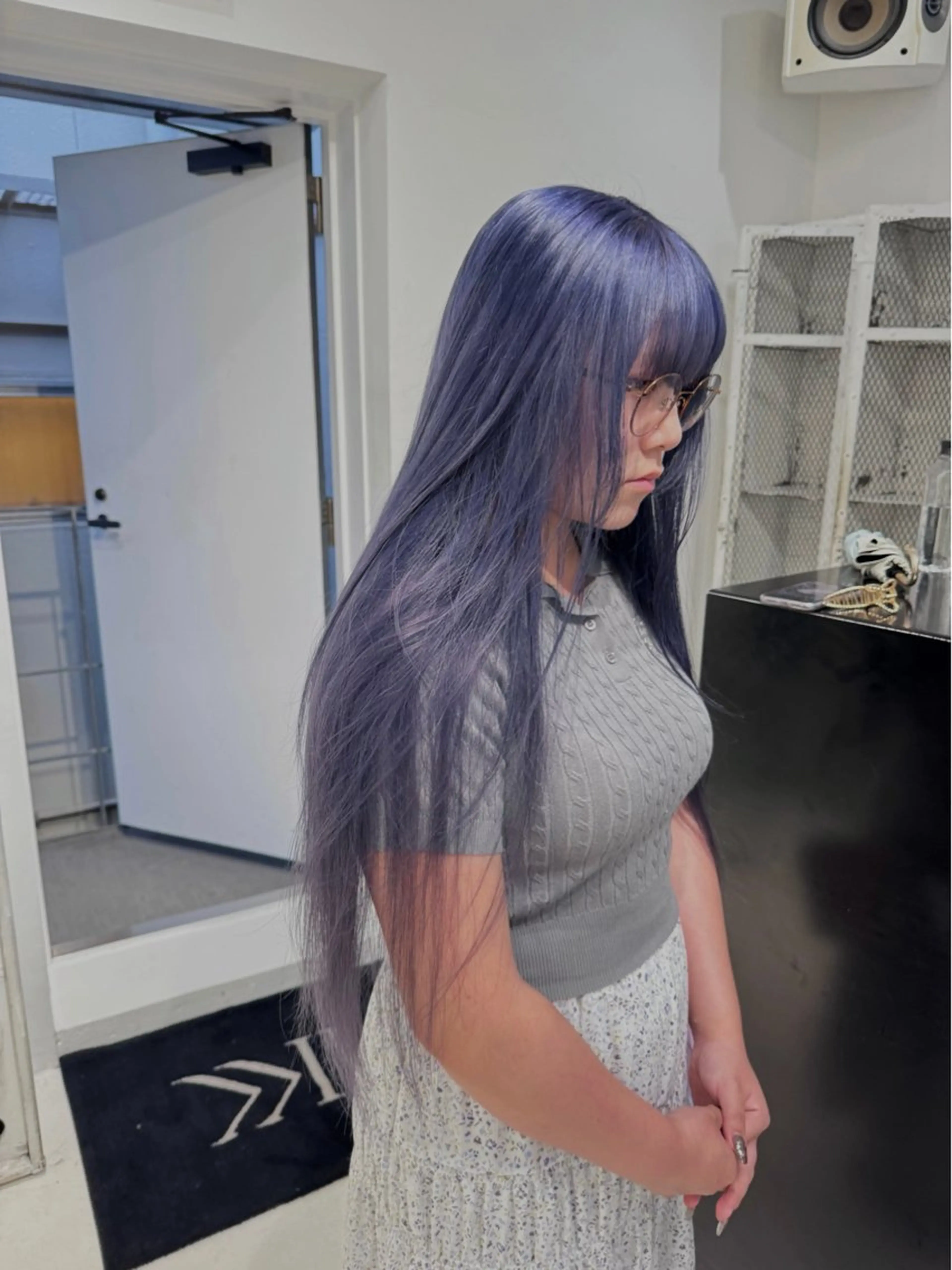 ロング カラー ヘアアレンジ ブリーチ ブルーカラー ブルーラベンダー グレージュ ハイトーンカラー カット ヘアカラー トリートメント 艶ハイトーン/ヘア アレンジAYAKAのヘアスタイル