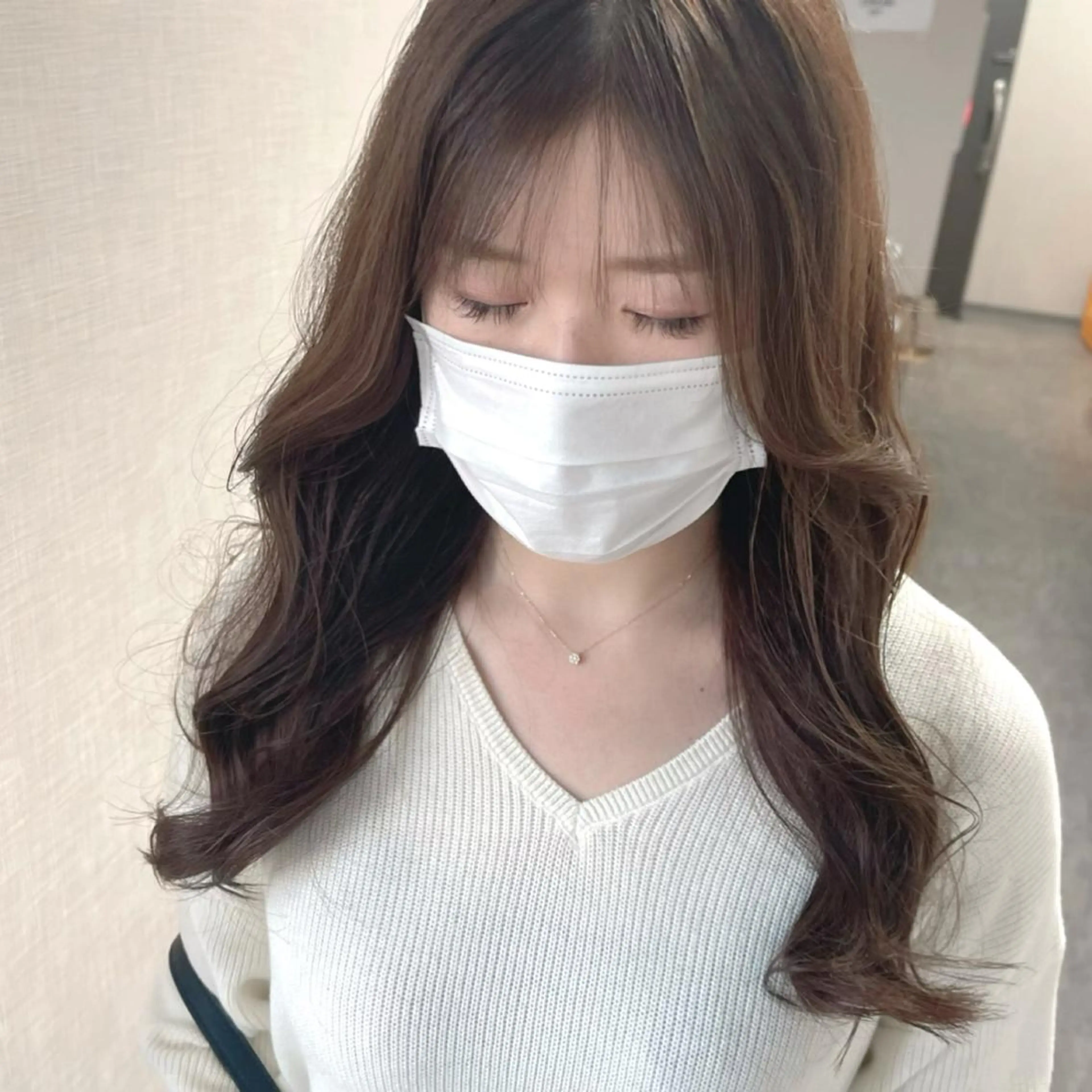 ロング カラー ヘアアレンジ かきあげバング カット ヘアカラー 松井那津子 /ハイライトブリーチのヘアスタイル