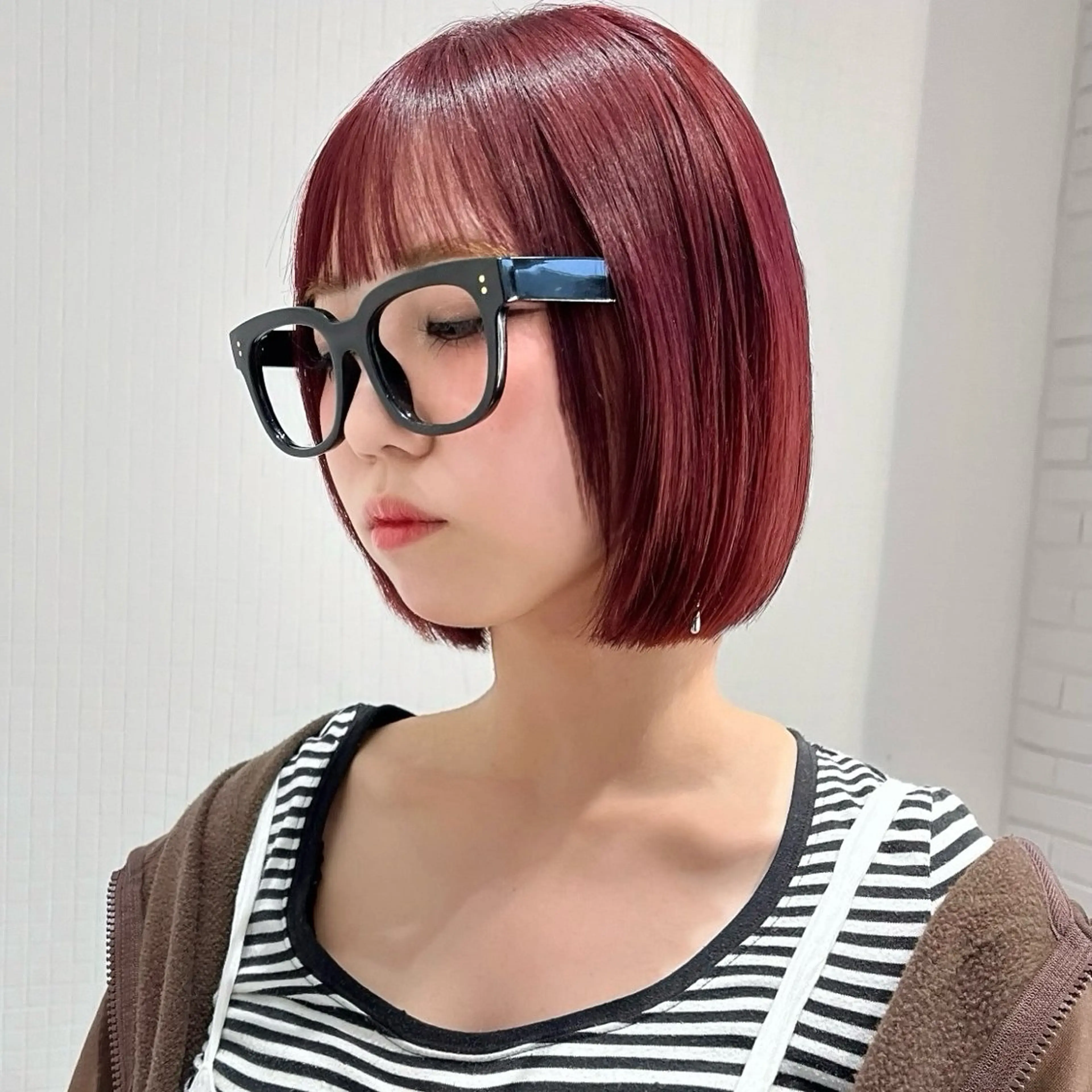 ミディアム カラー カット お悩み改善ボブ 顔まわりカット/こうのヘアスタイル