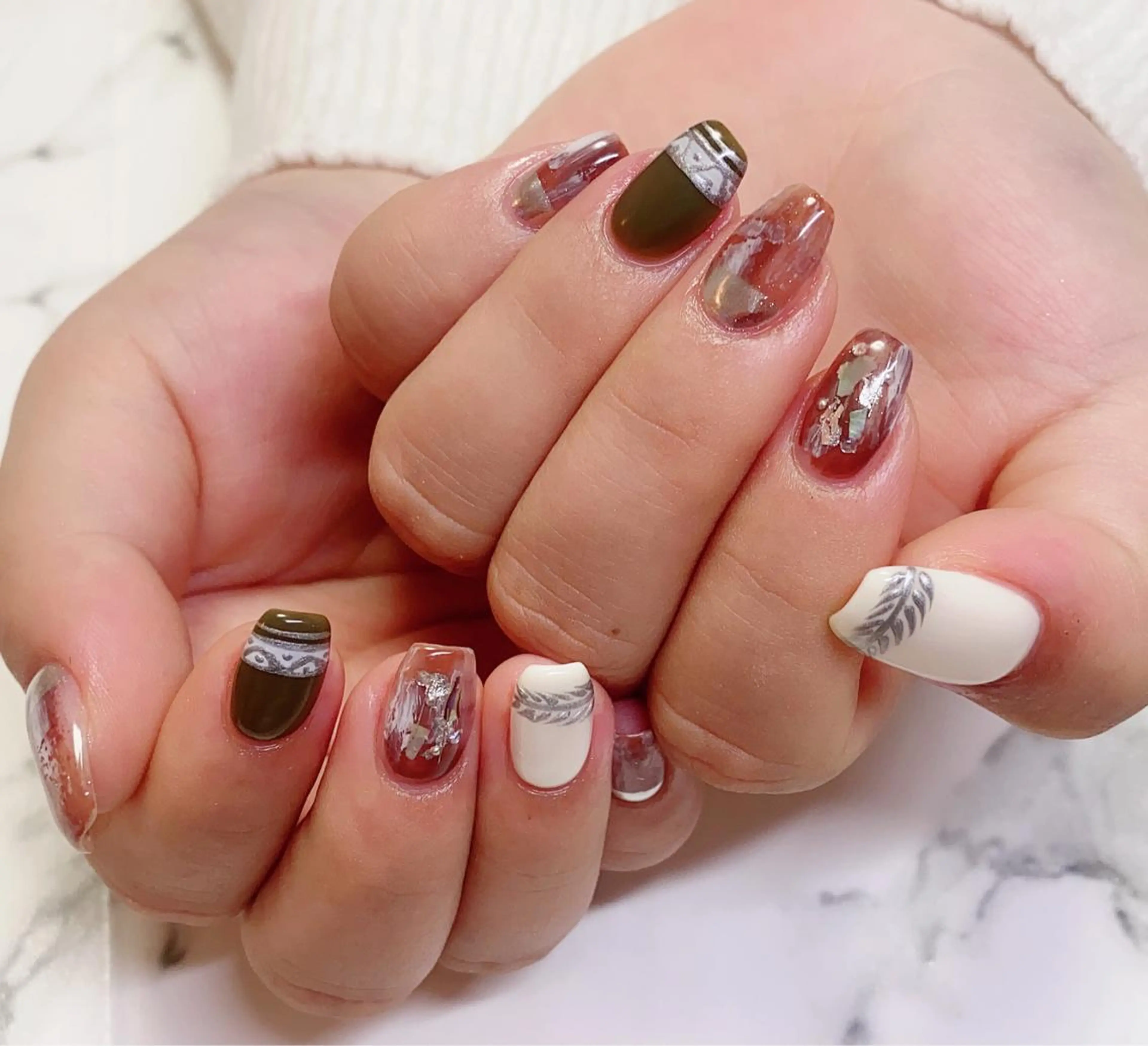 ショート カラー ネイル アートネイル フレンチネイル ミラーネイル Q Free nailsのネイルデザイン