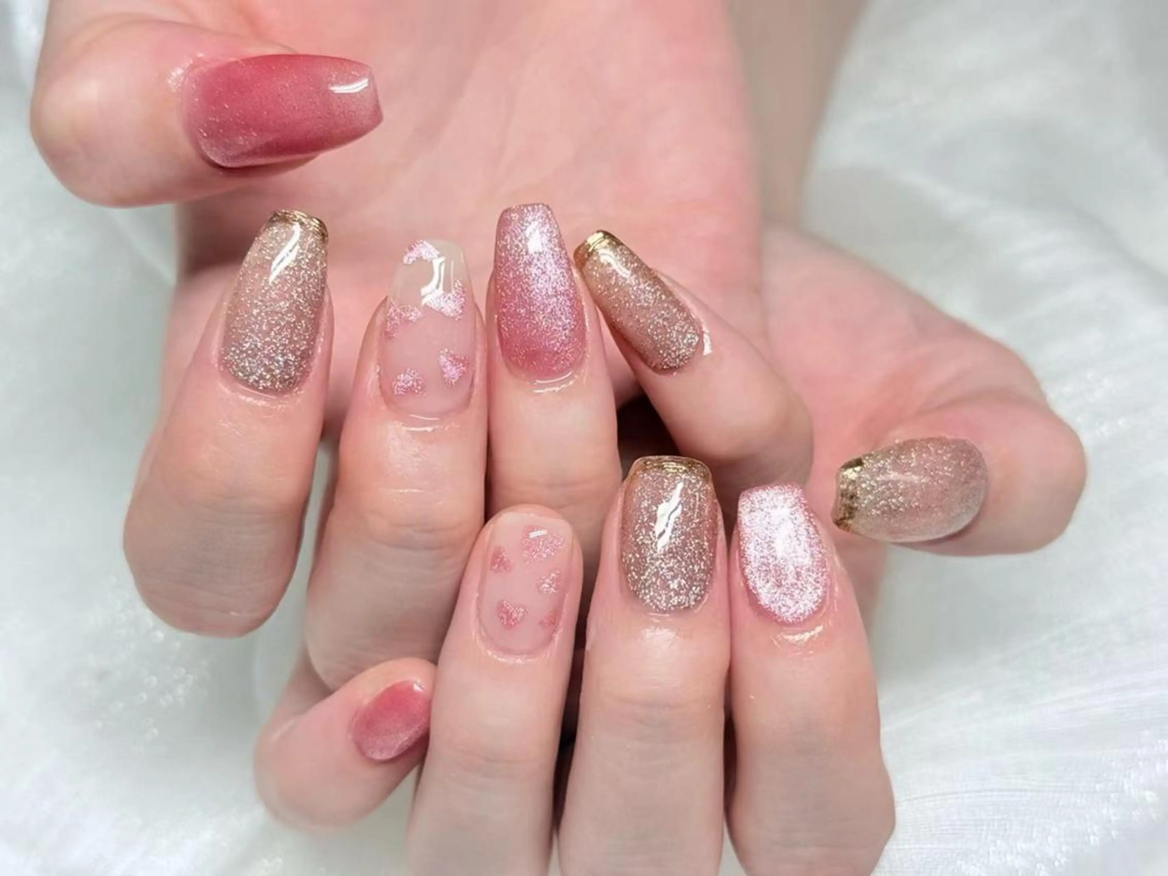 ネイル アートネイル クリアネイル 成人式 長さ出し フラッシュネイル ハンドネイル Ru na🍳のネイルデザイン