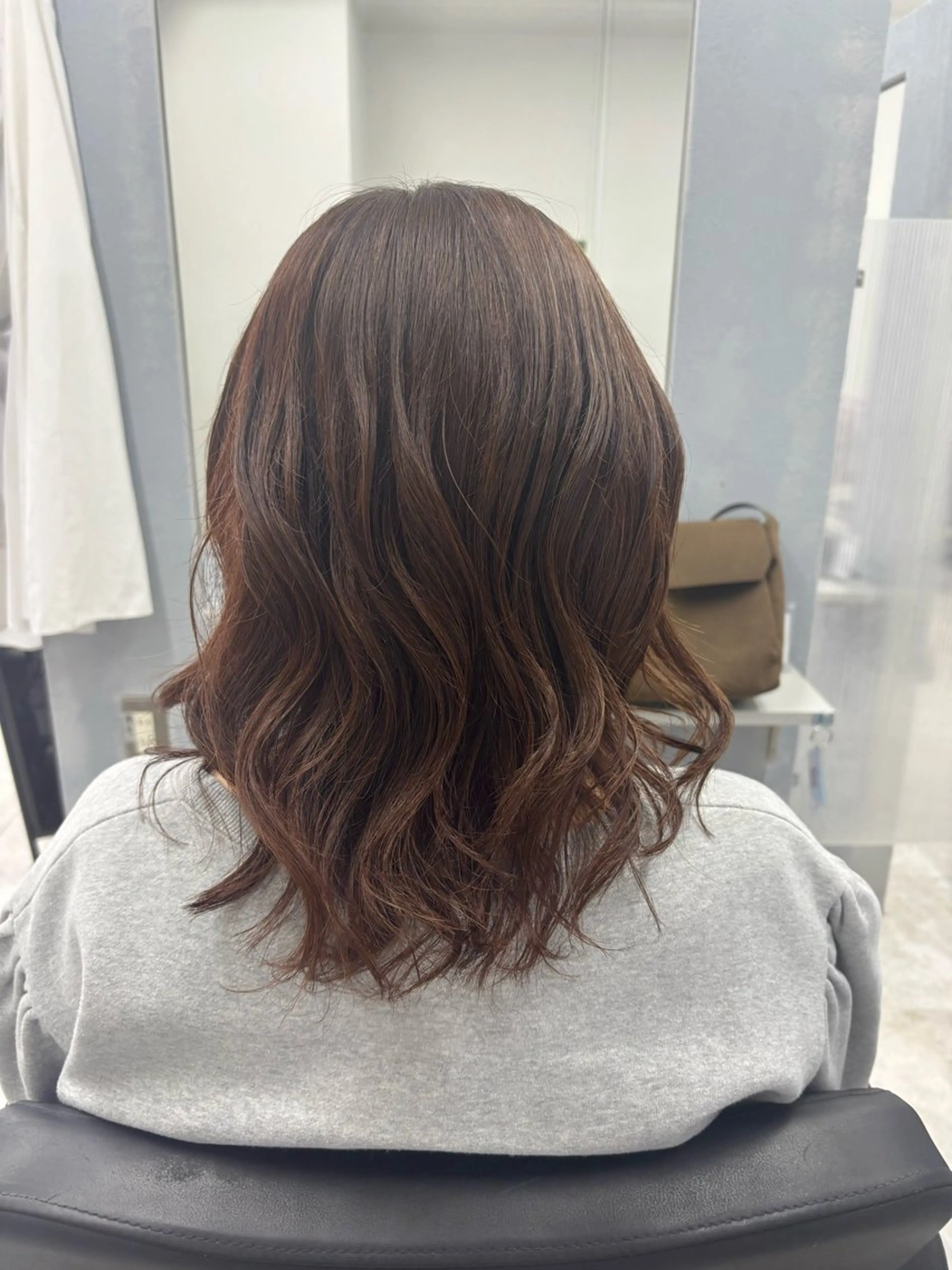 セミロング カラー セミロングパーマ ブラウンカラー ケアカラー 🫧モデル募集｜ ひまり🫧のヘアスタイル