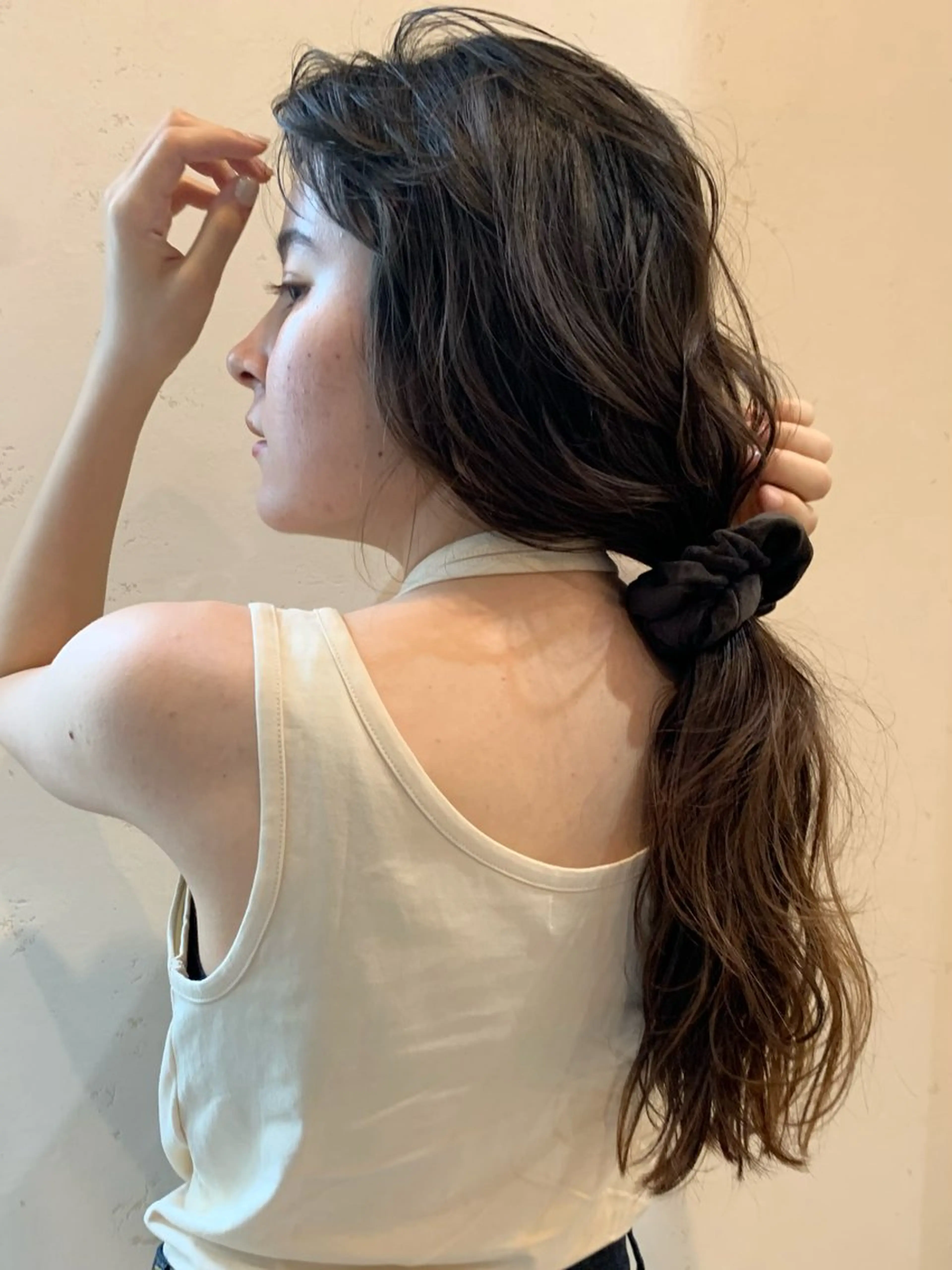 ロング カラー ヘアアレンジ ブラウンカラー ロング カット ヘアカラー トリートメント 落合希 Olivebeigeのヘアスタイル