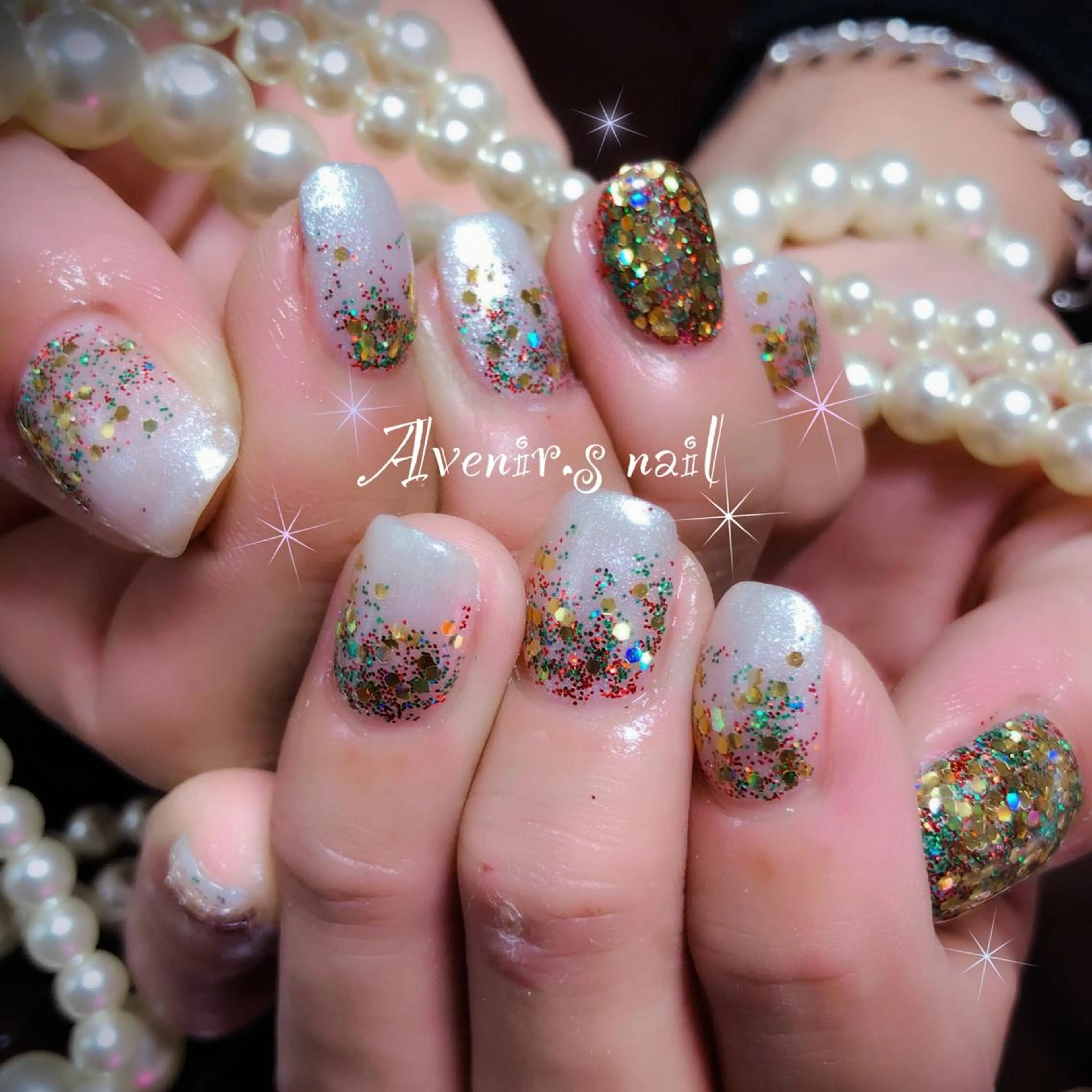 ネイル キラキラネイル ラメ(グリッター) 冬ネイル クリスマス Home Salon Avenir.のネイルデザイン