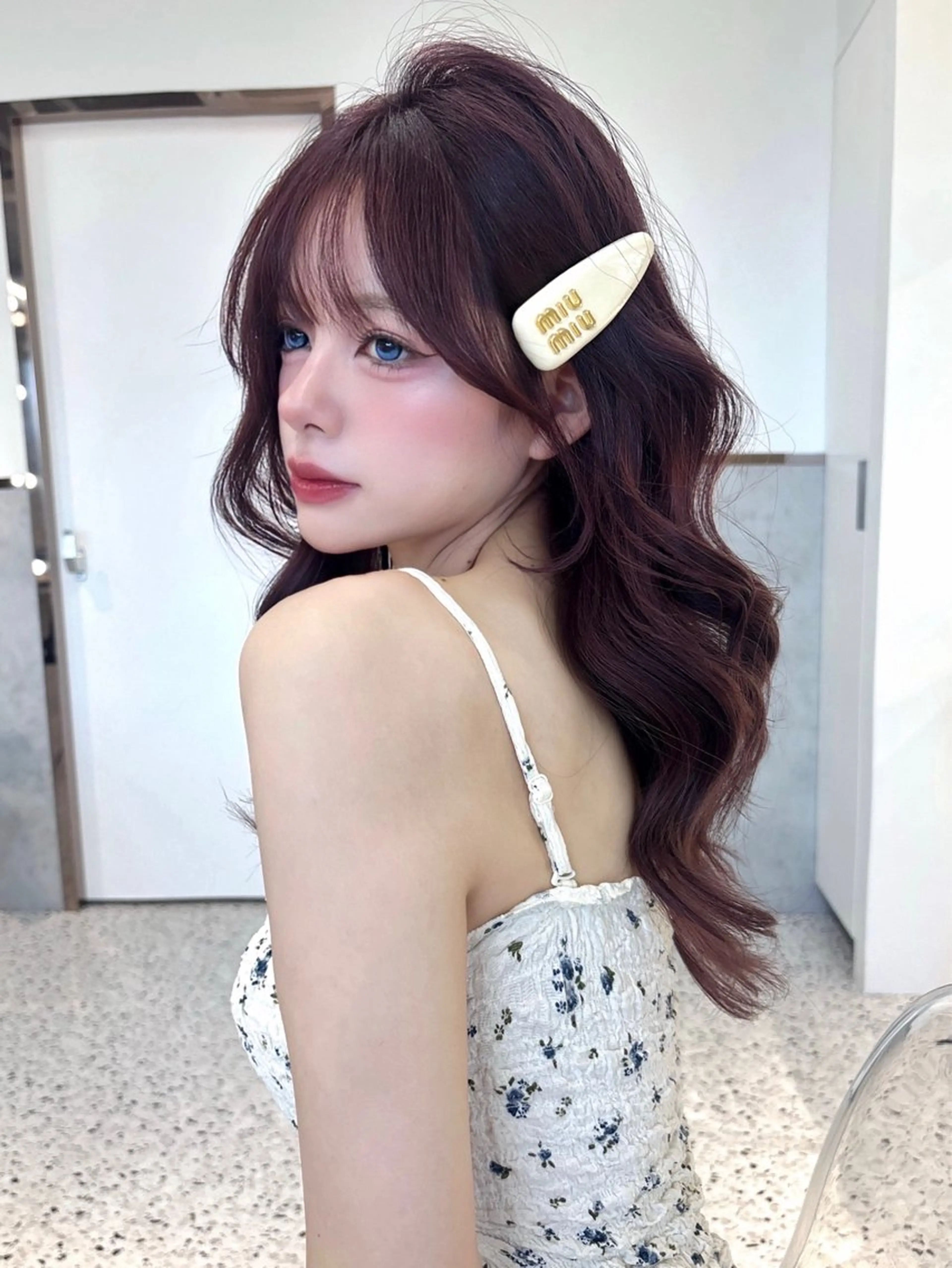 ミディアム カラー ブリーチ ボブ 韓国風ヘア レイヤーカット トリートメント ヘアカラー rina／ベージュ ワンホン/韓国ヘアのヘアスタイル