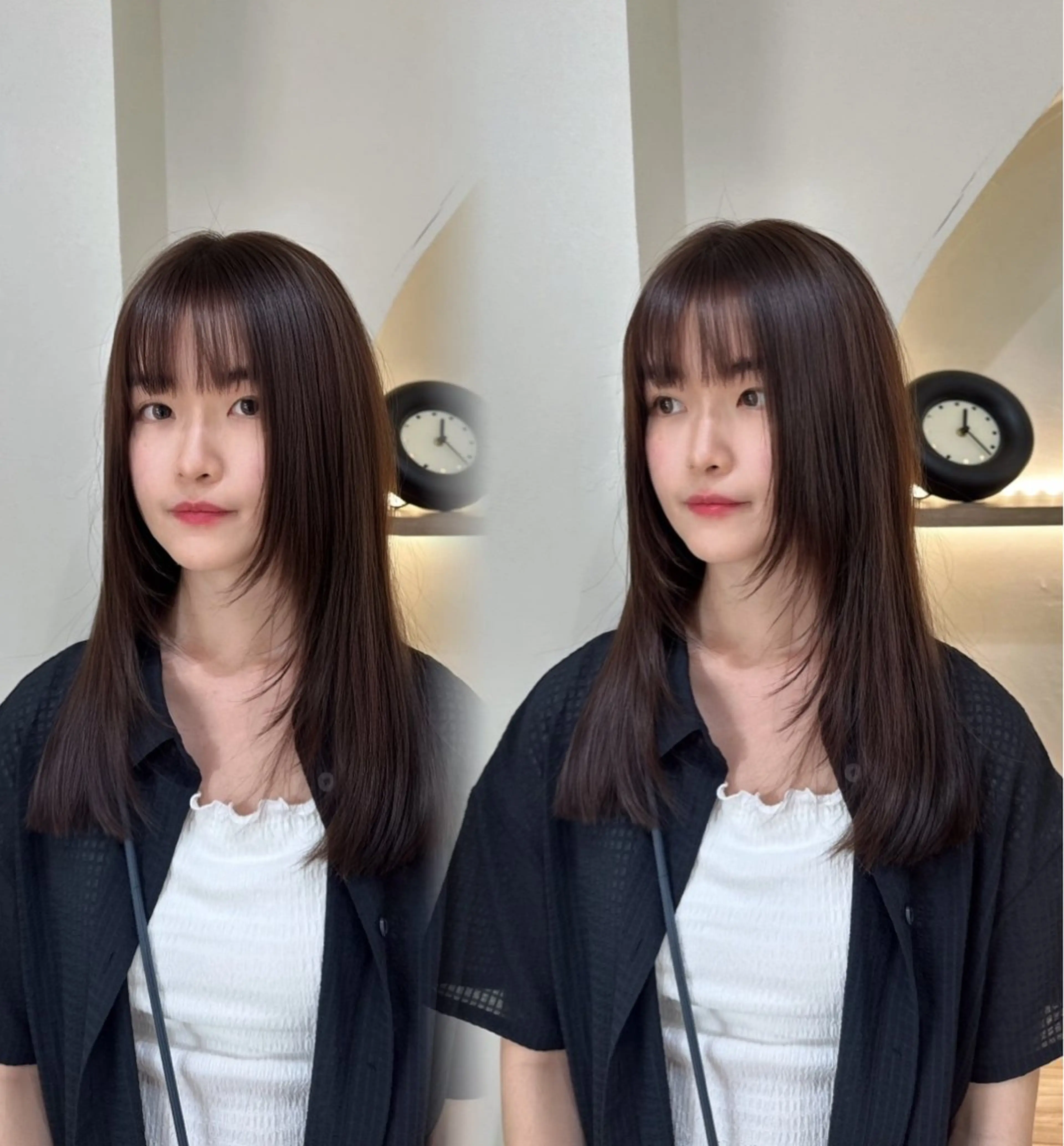 ミディアム カラー ベージュカラー オリーブベージュ 顔まわりレイヤー レイヤーカット カット ヘアカラー トリートメント 韓国ヘア/艶髪ロング グレージュ/kanaのヘアスタイル