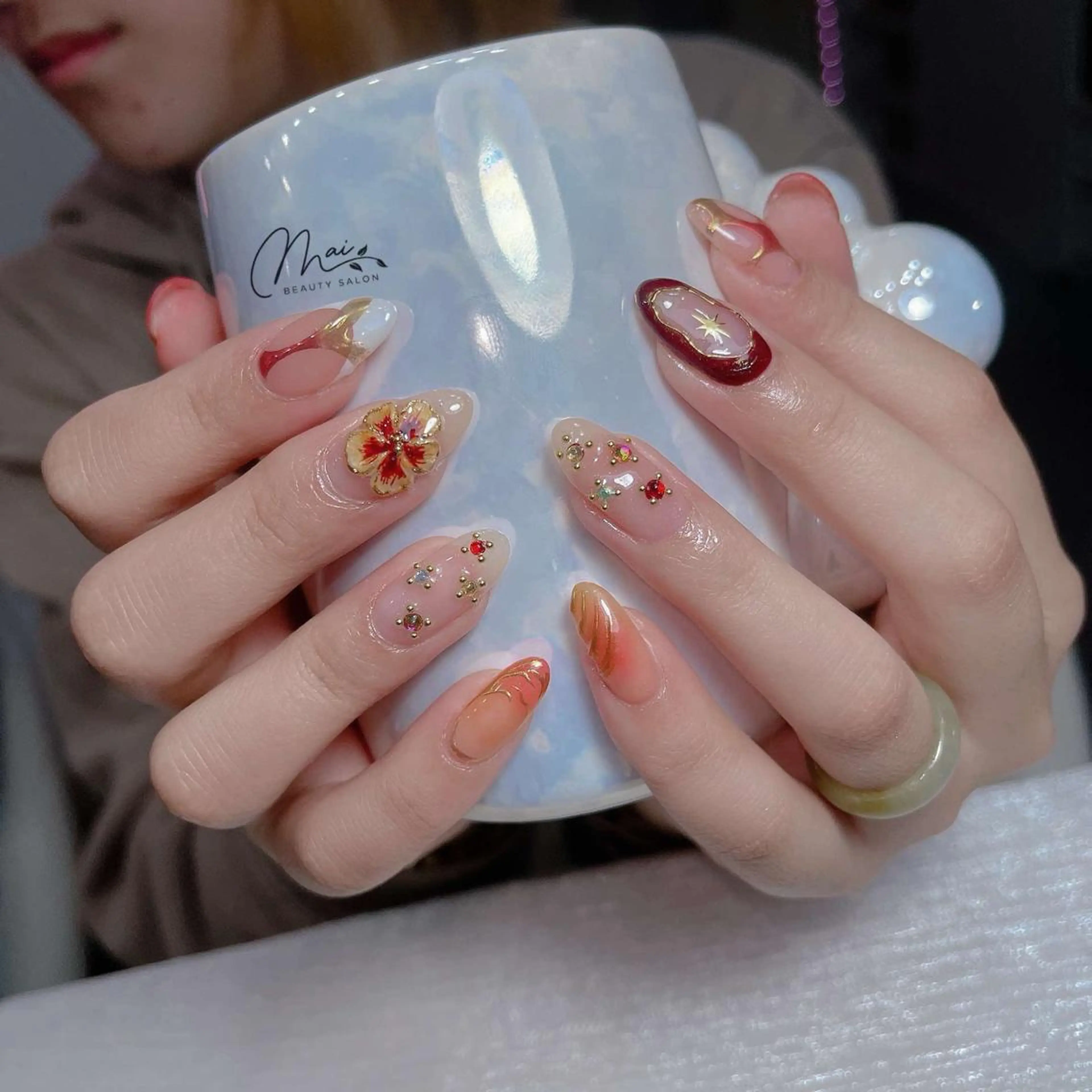 ネイル フットネイル ジェルネイル マグネットネイル パラジェル ワンホンネイル MaiBeauty DanHiのネイルデザイン