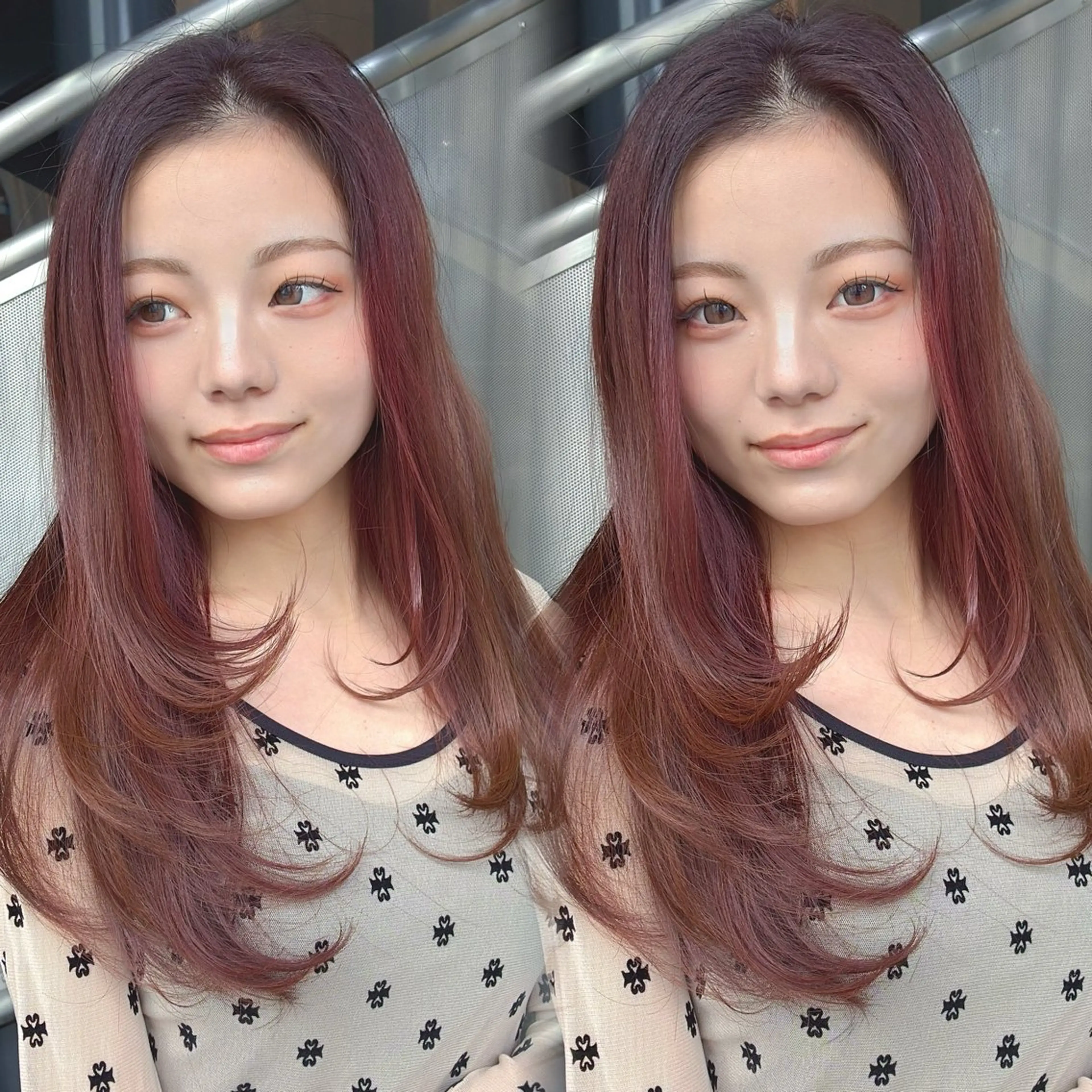 ロング レイヤーカット ロング カット ヘアカラー calna 古賀 菜摘のヘアスタイル