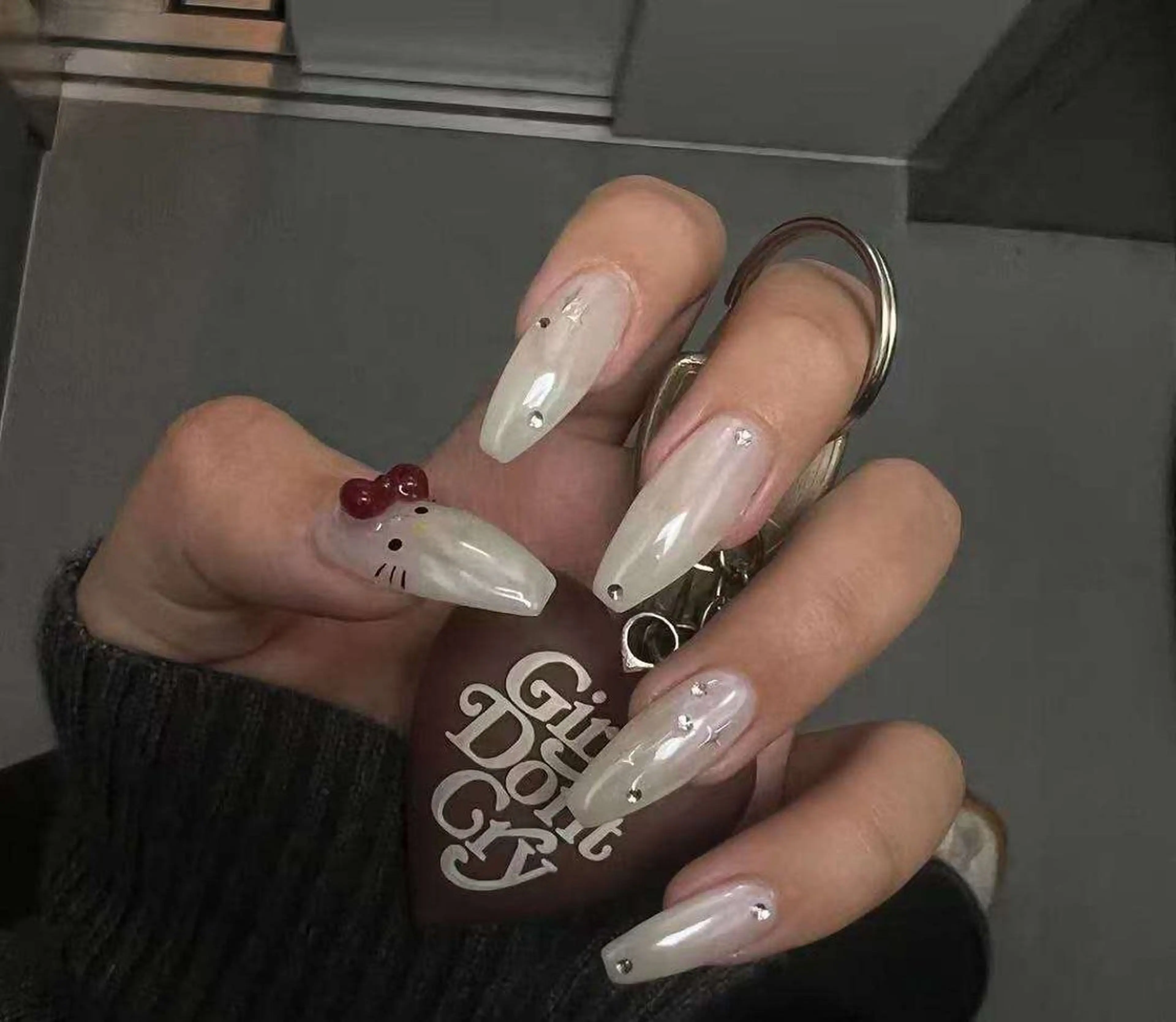 ネイル フラワーネイル フレンチネイル ジェルネイル ガラスフレンチ ハート ハンドネイル BabyYouMi ねねのネイルデザイン