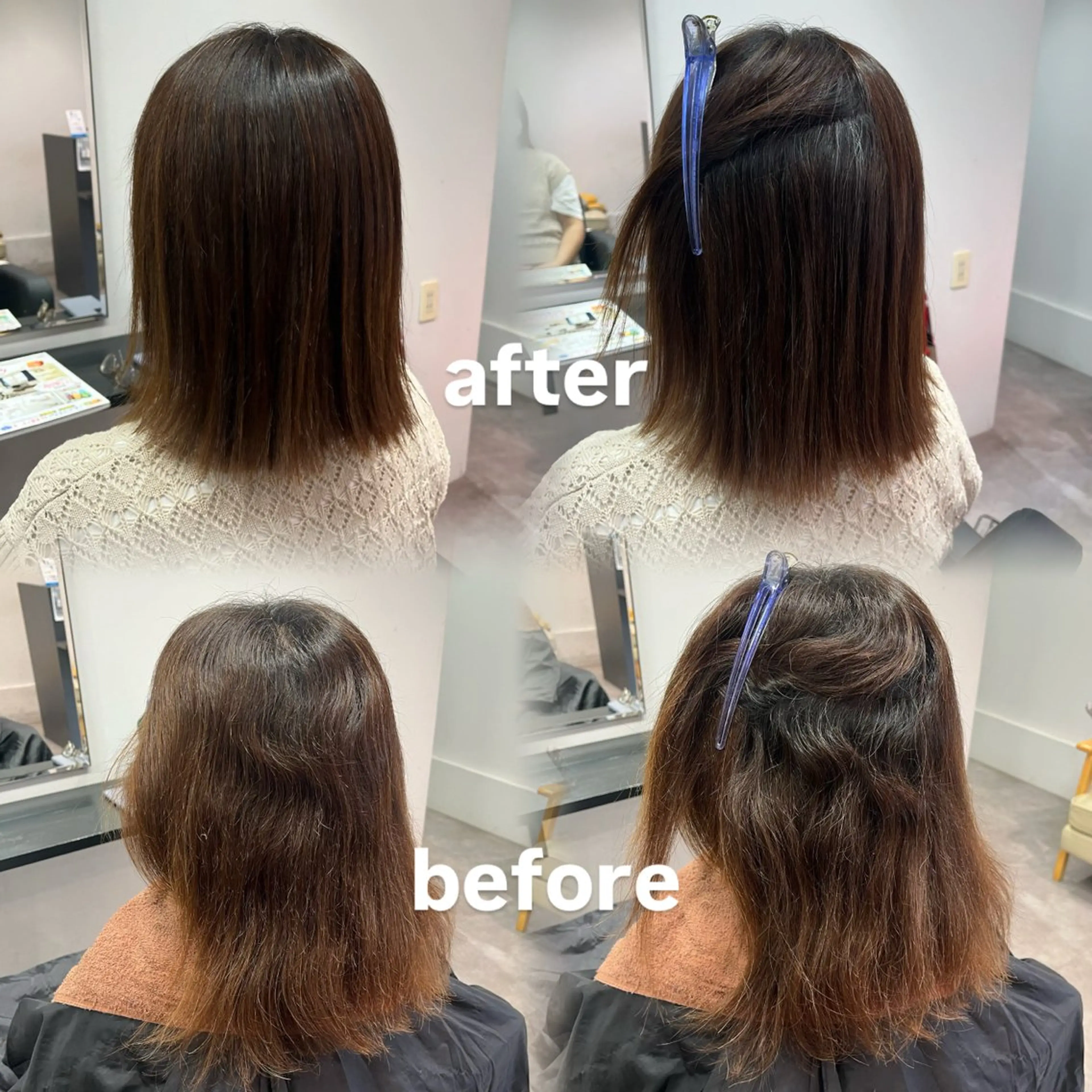 ミディアム パーマ 髪質改善 縮毛矯正 カット 縮毛矯正 トリートメント ヘッドスパ 庄内＊三国baron ANJUのヘアスタイル