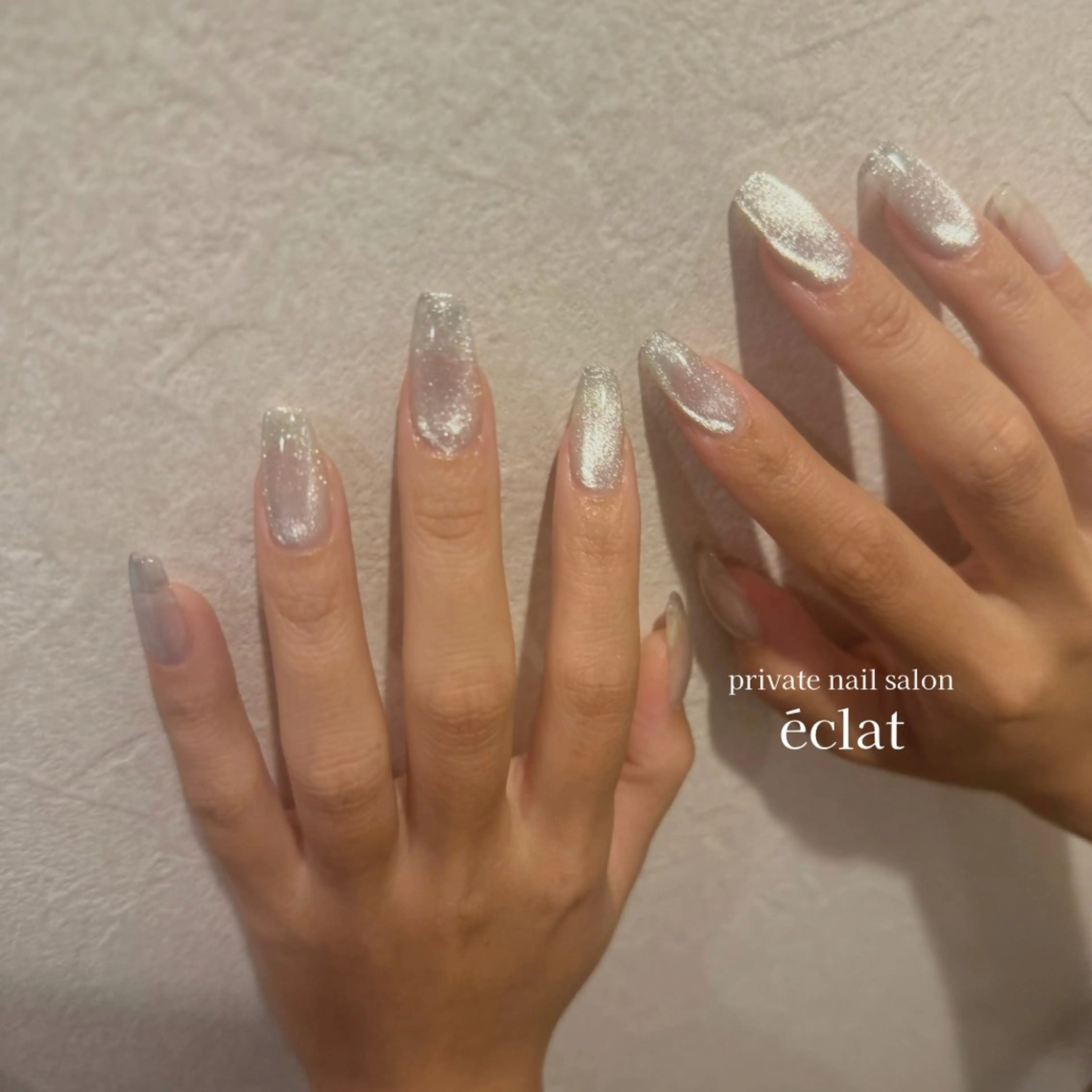 ネイル クリアネイル キラキラネイル マグネットネイル ワンカラーネイル 夏ネイル nailsalon éclatのネイルデザイン