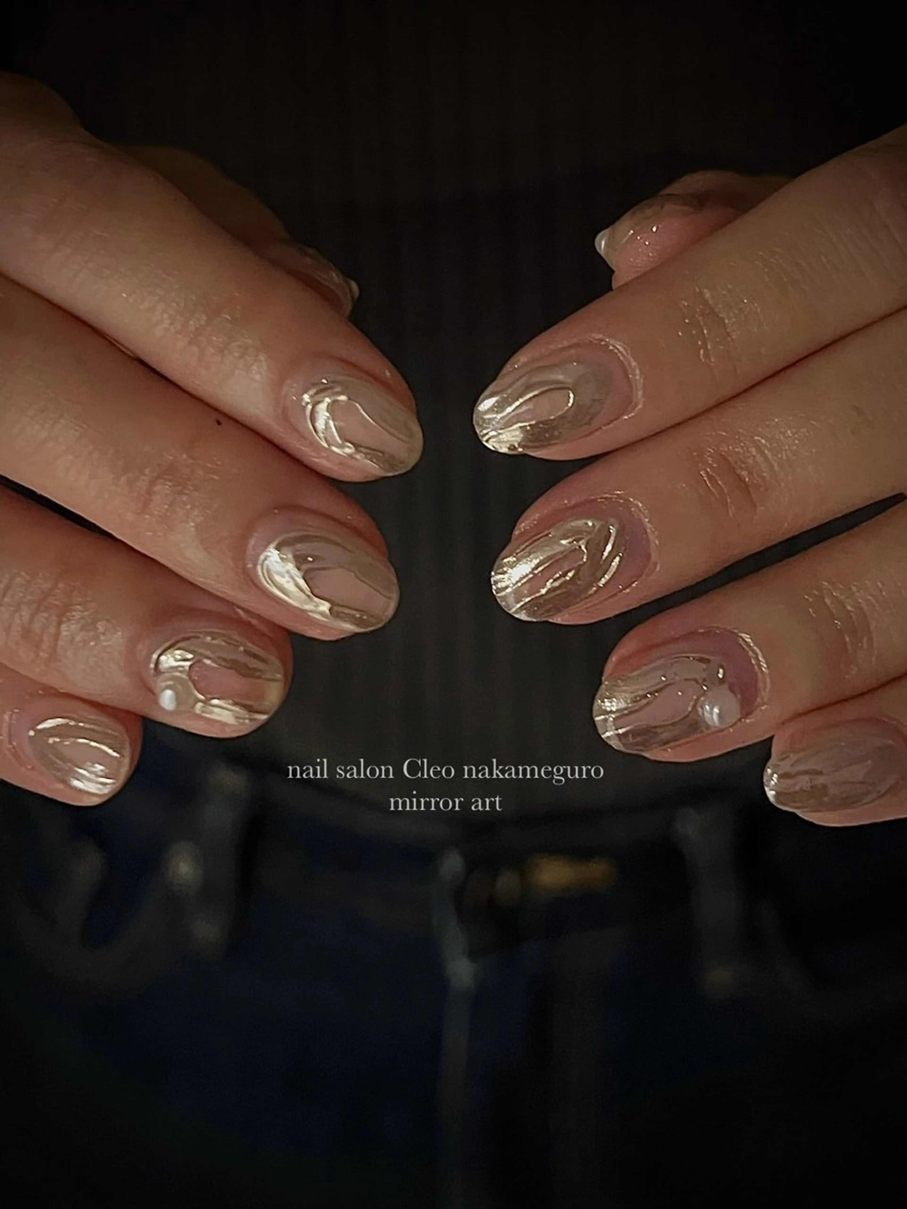 ネイル アートネイル オーロラネイル べっ甲ネイル ブルー ボルドー Cleo中目黒店 Hinahoのネイルデザイン