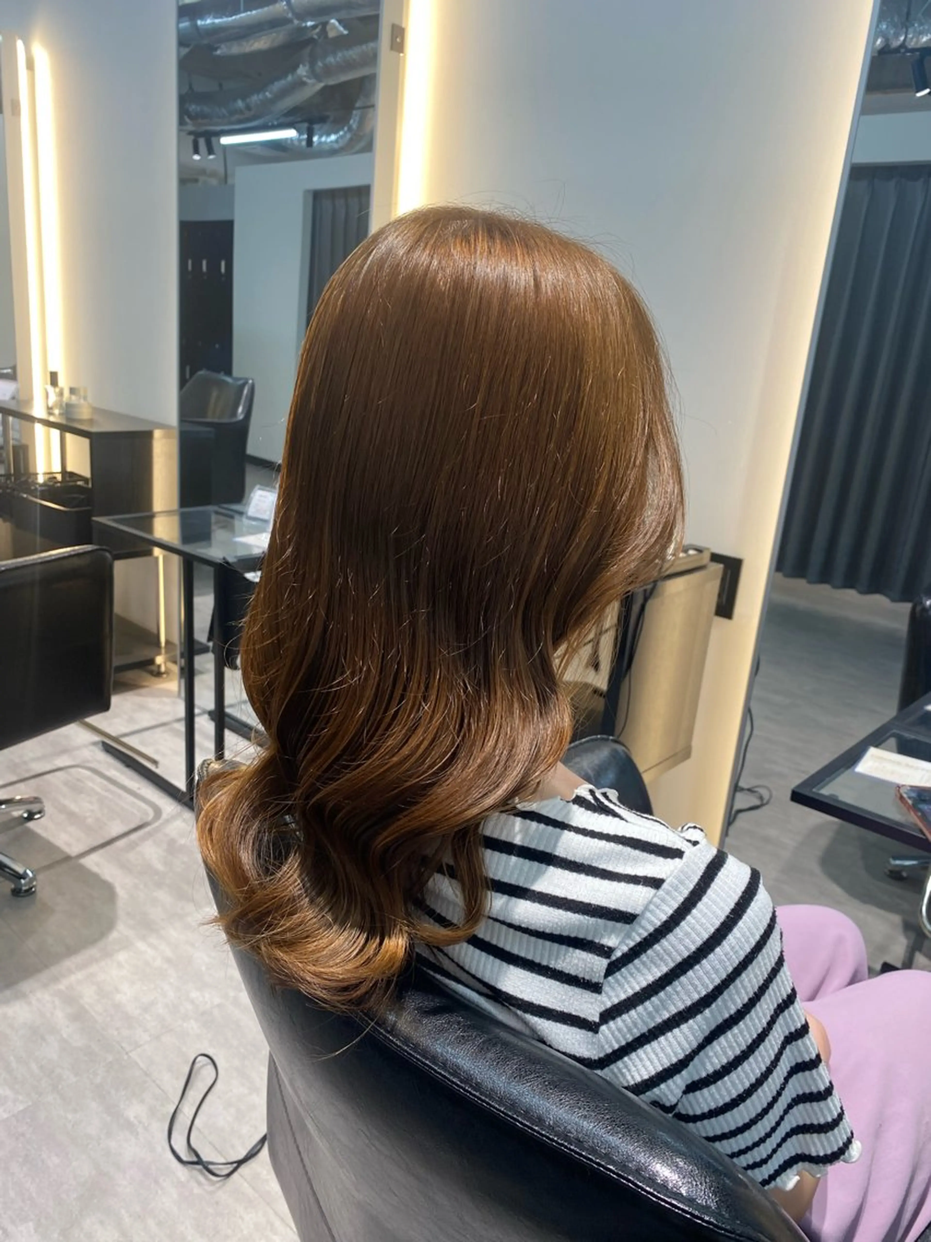 ミディアム カラー ブリーチ ブリーチなしカラー 橋本 彩のヘアスタイル