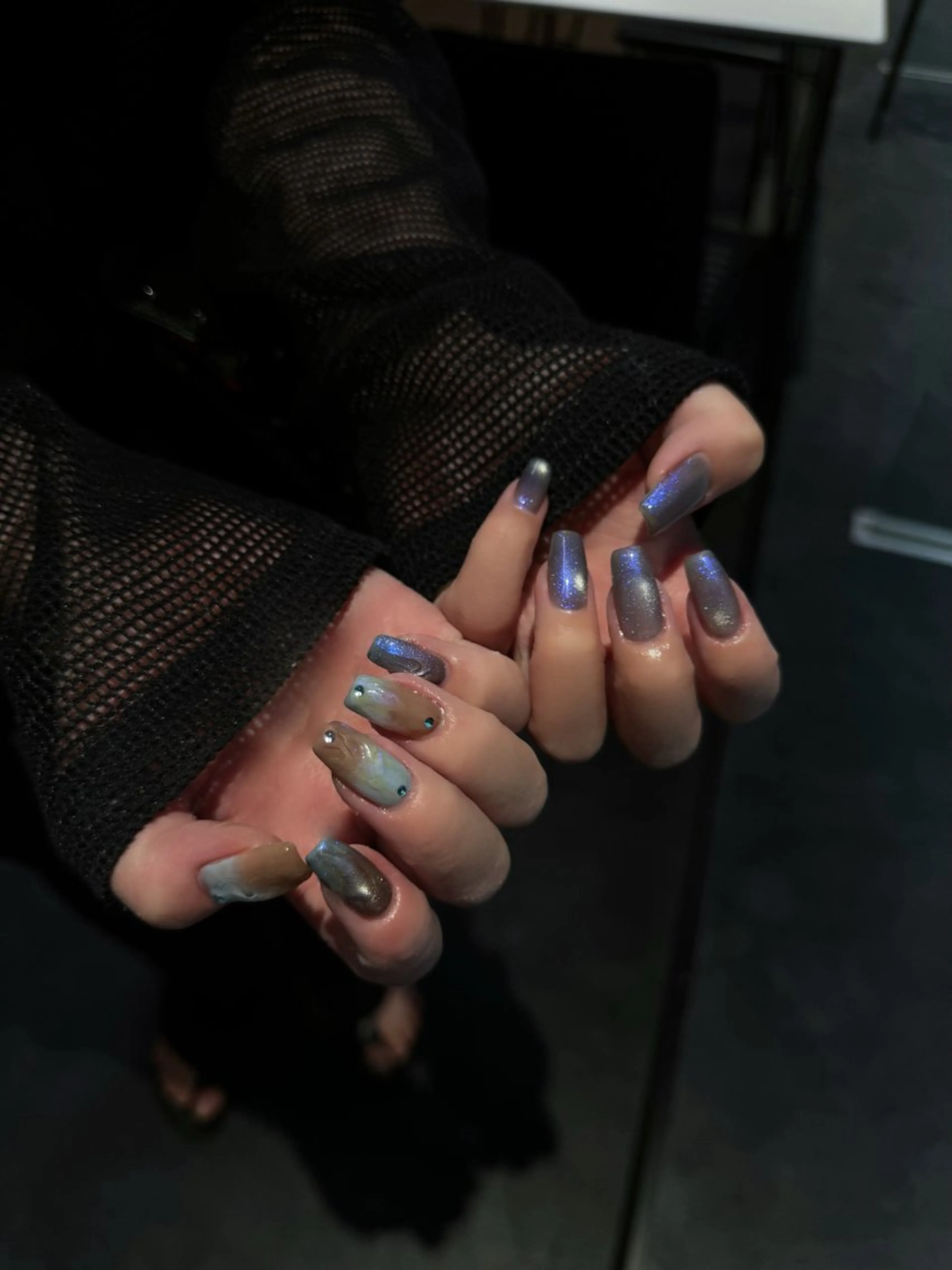 ネイル フレンチネイル マグネットネイル メンズネイル ニュアンスネイル ワンカラーネイル ハンドネイル GRANDE大須 Cecil💜のネイルデザイン