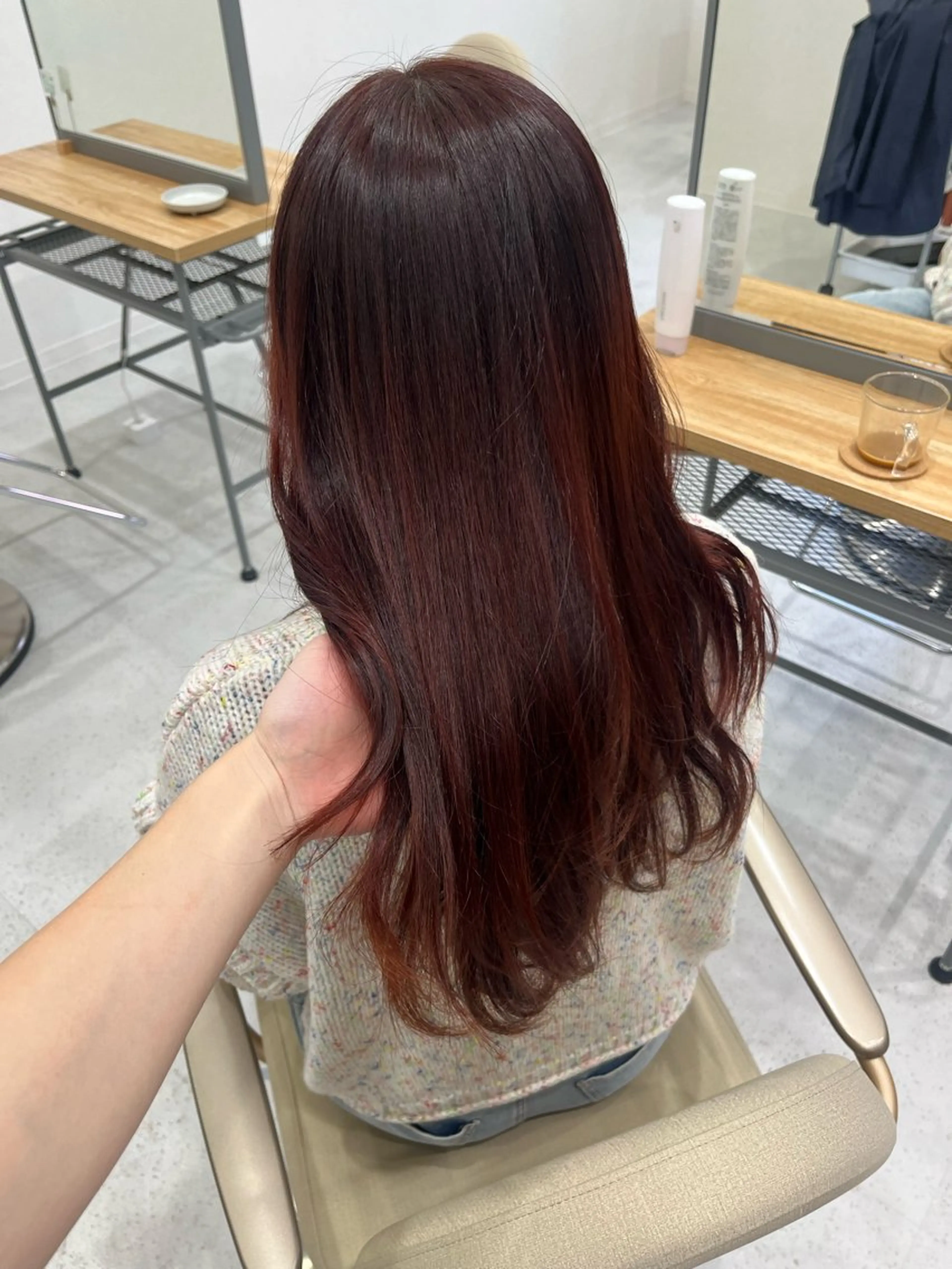 ロング カラー ブリーチ ブリーチなしカラー オレンジ レッドカラー カット ヘアカラー sabo ladies salon所属・ヨシカ/透明感カラー 酸性ストレートのヘアスタイル