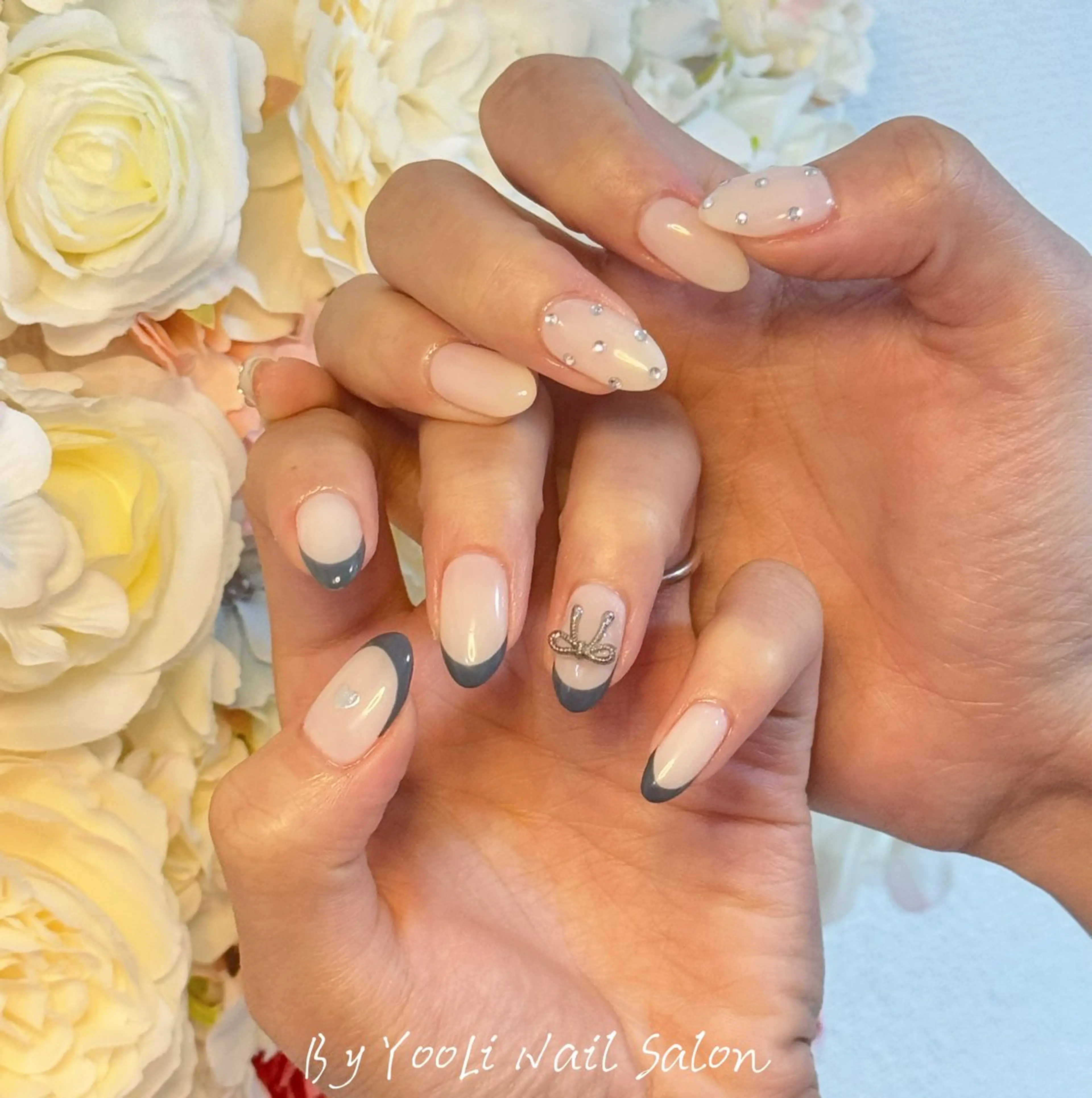 ネイル アートネイル オーロラネイル チークネイル フレンチネイル ガラスフレンチ ハンドネイル 🎀🎀YooLi Nail Salonのネイルデザイン