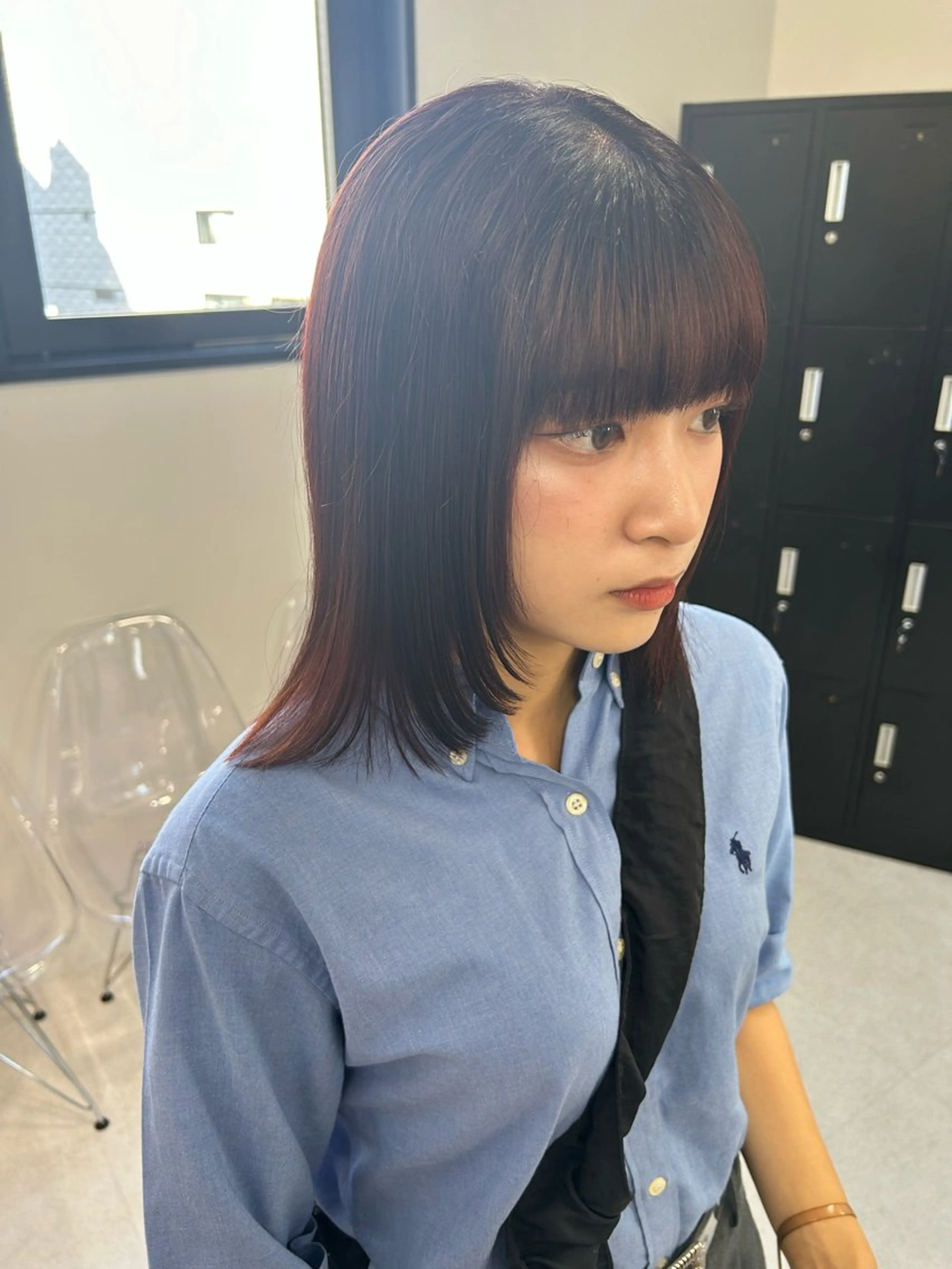 ミディアム 韓国風ヘア レイヤーカット カット ヘアカラー トリートメント Beleza 渋谷所属・Kazusa/渋谷/ エクステ/ハイトーンのヘアスタイル