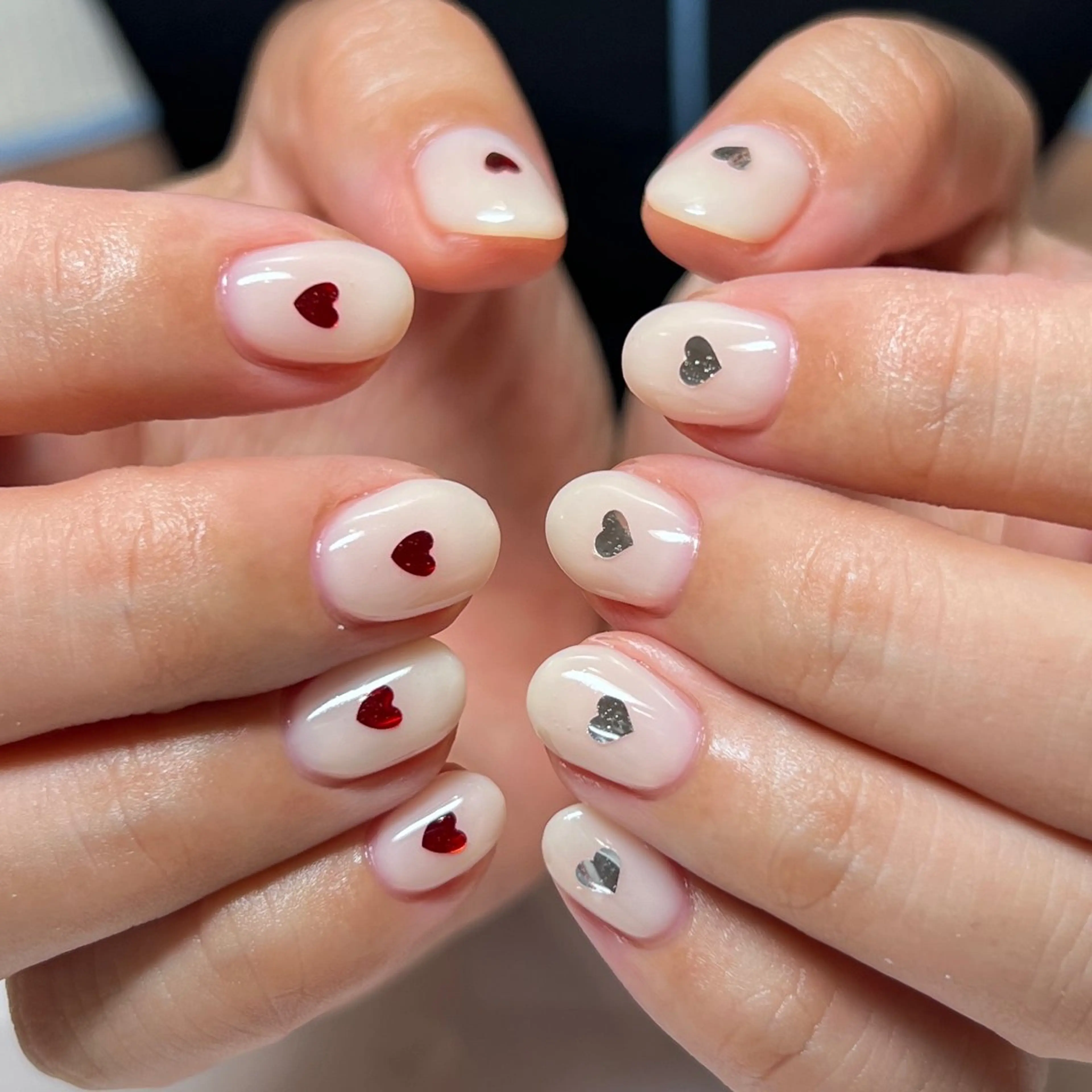 ネイル ハート 韓国ネイル ワンカラーネイル ハンドネイル REHTOF ｜朝7時Open☀️のネイルデザイン