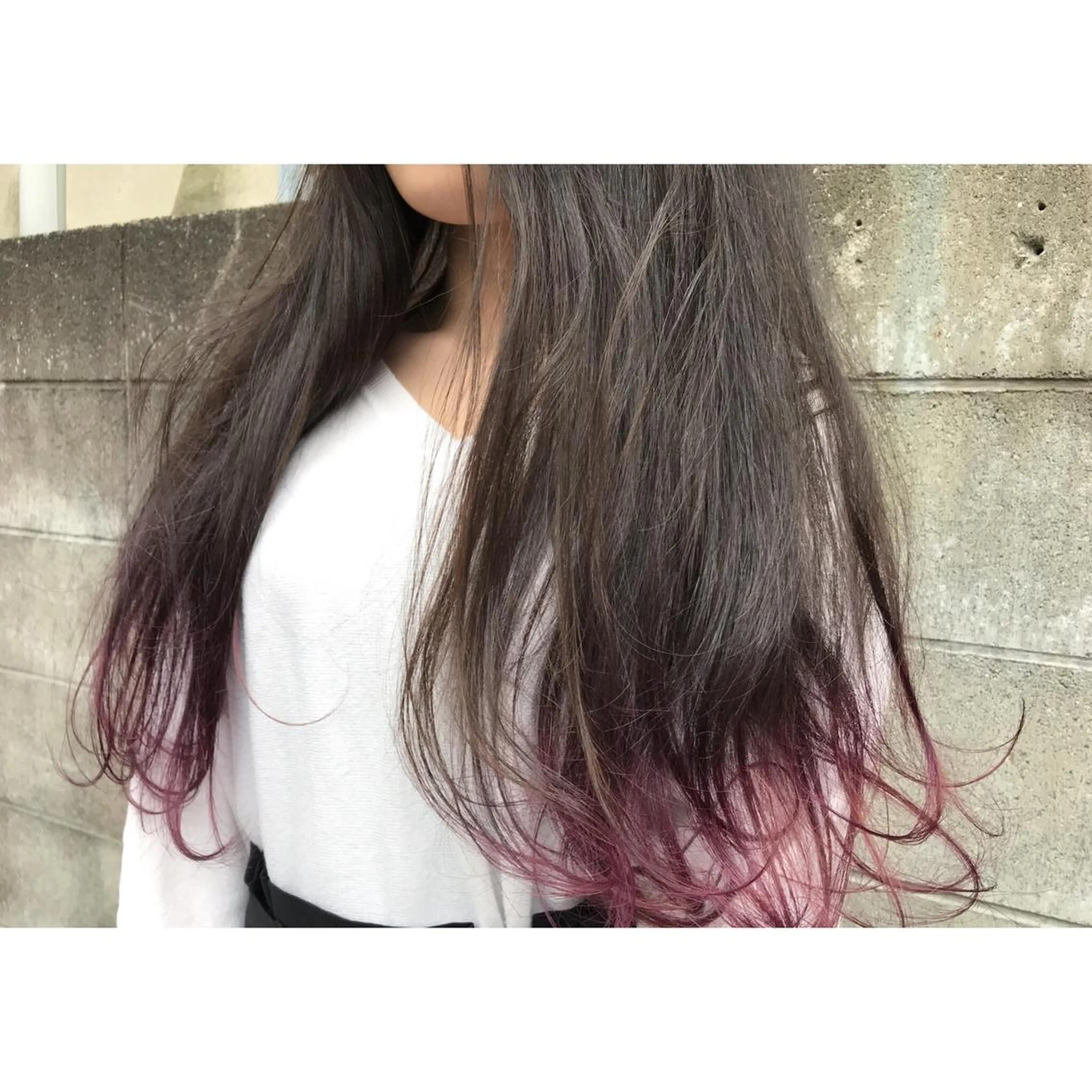 ロング カラー グラデーションカラー ピンクカラー カット ヘアカラー トリートメント Musiiik hairのヘアスタイル