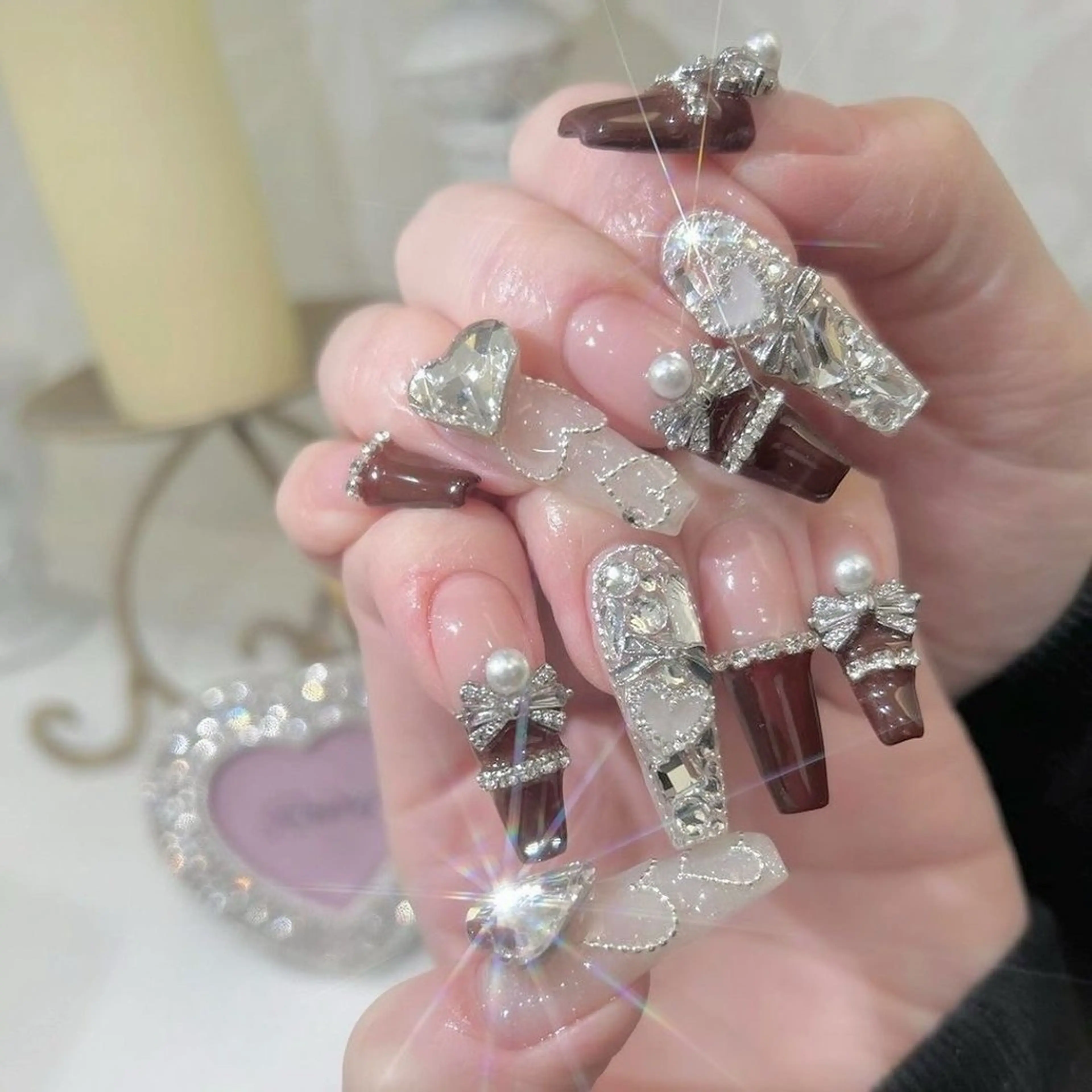 ネイル オーロラネイル チークネイル 長さ出し フットネイル フレンチネイル Lee Nails チップ長さだし専門店のネイルデザイン