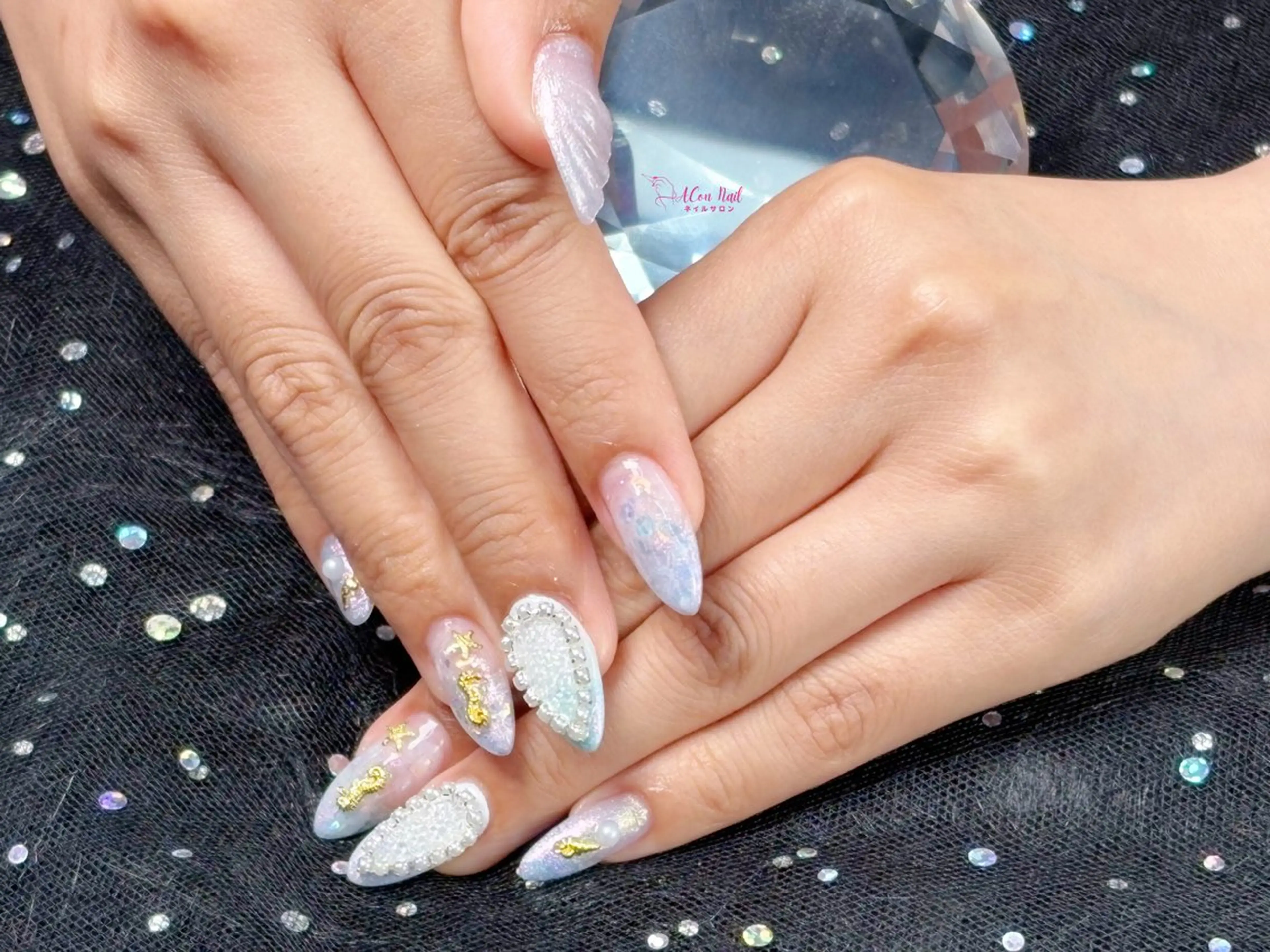 ネイル 桜ネイル 長さ出し フラワーネイル フレンチネイル ジェルネイル ハンドネイル AConNailSalon所属・ACon NailSalonのネイルデザイン